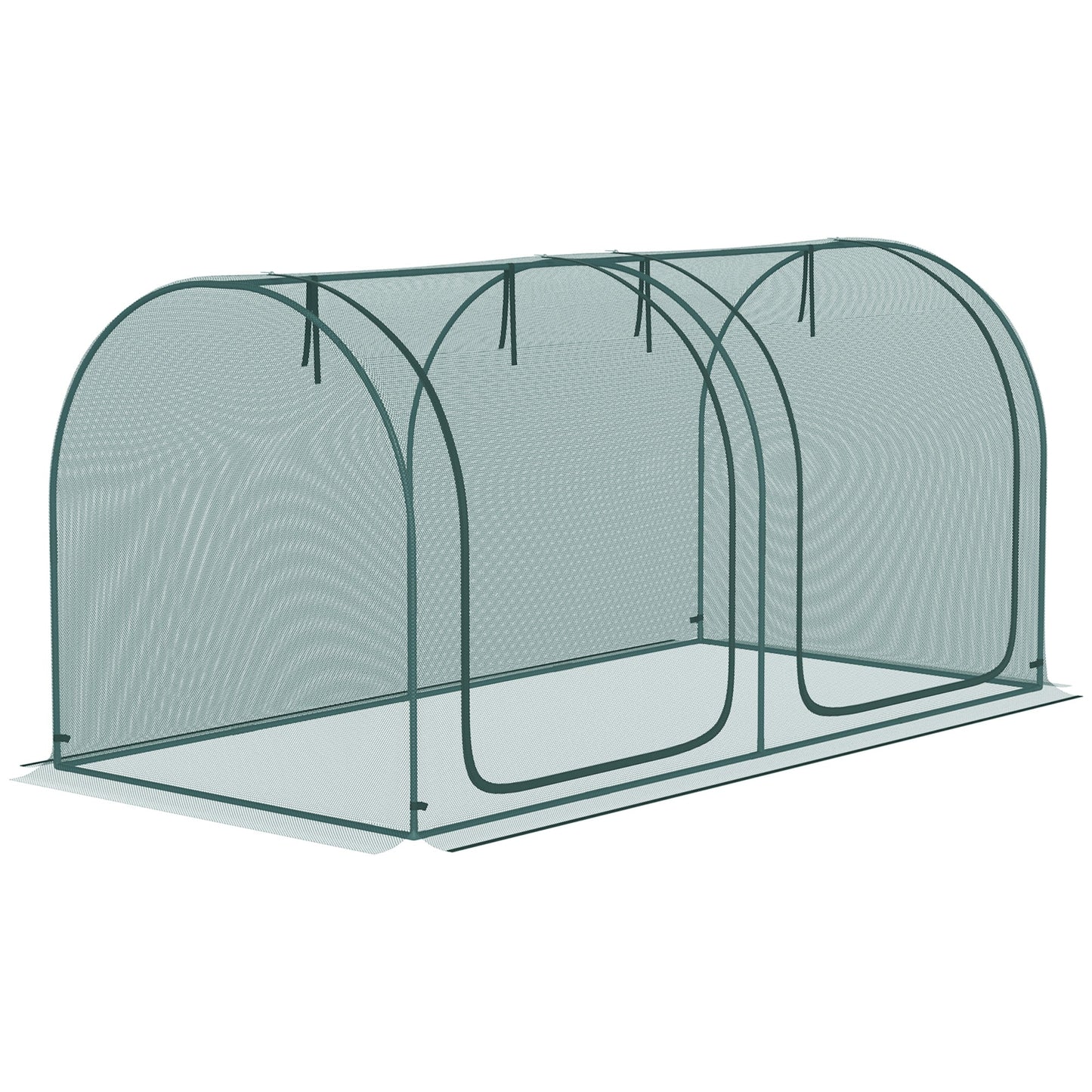 8' x 4' Crop Cage, Plant Protection Tent, with Two Zippered Doors and 4 Ground Stakes, for Garden, Yard, Lawn, Green Walk In Greenhouses Dark Green  at Gallery Canada