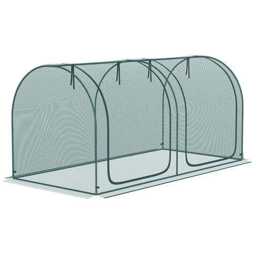 8' x 4' Crop Cage, Plant Protection Tent, with Two Zippered Doors and 4 Ground Stakes, for Garden, Yard, Lawn, Green