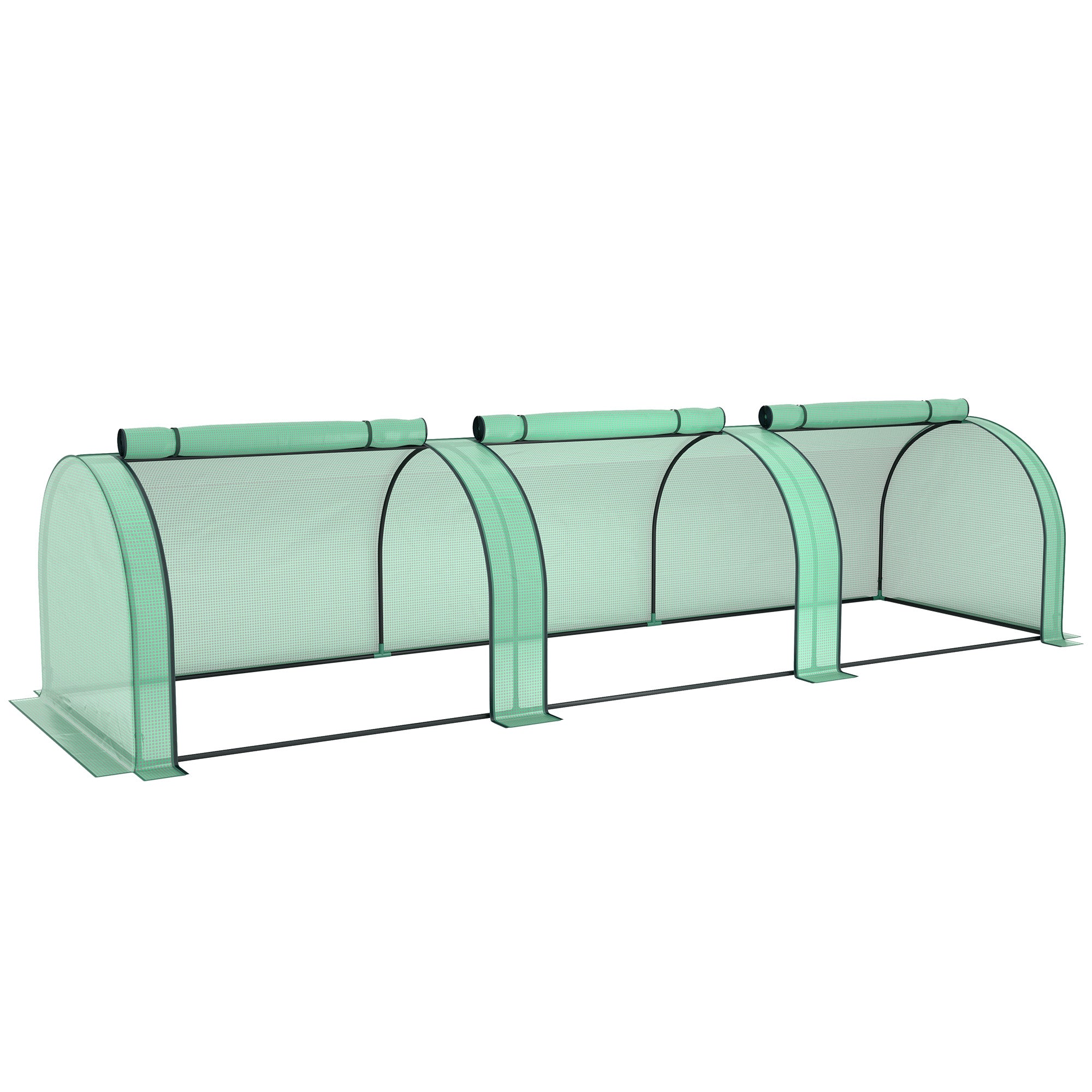 Mini Tunnel Greenhouse with PE Cover Garden Green Grow Shed with Steel Frame Zipped Doors, Green Greenhouses at Gallery Canada