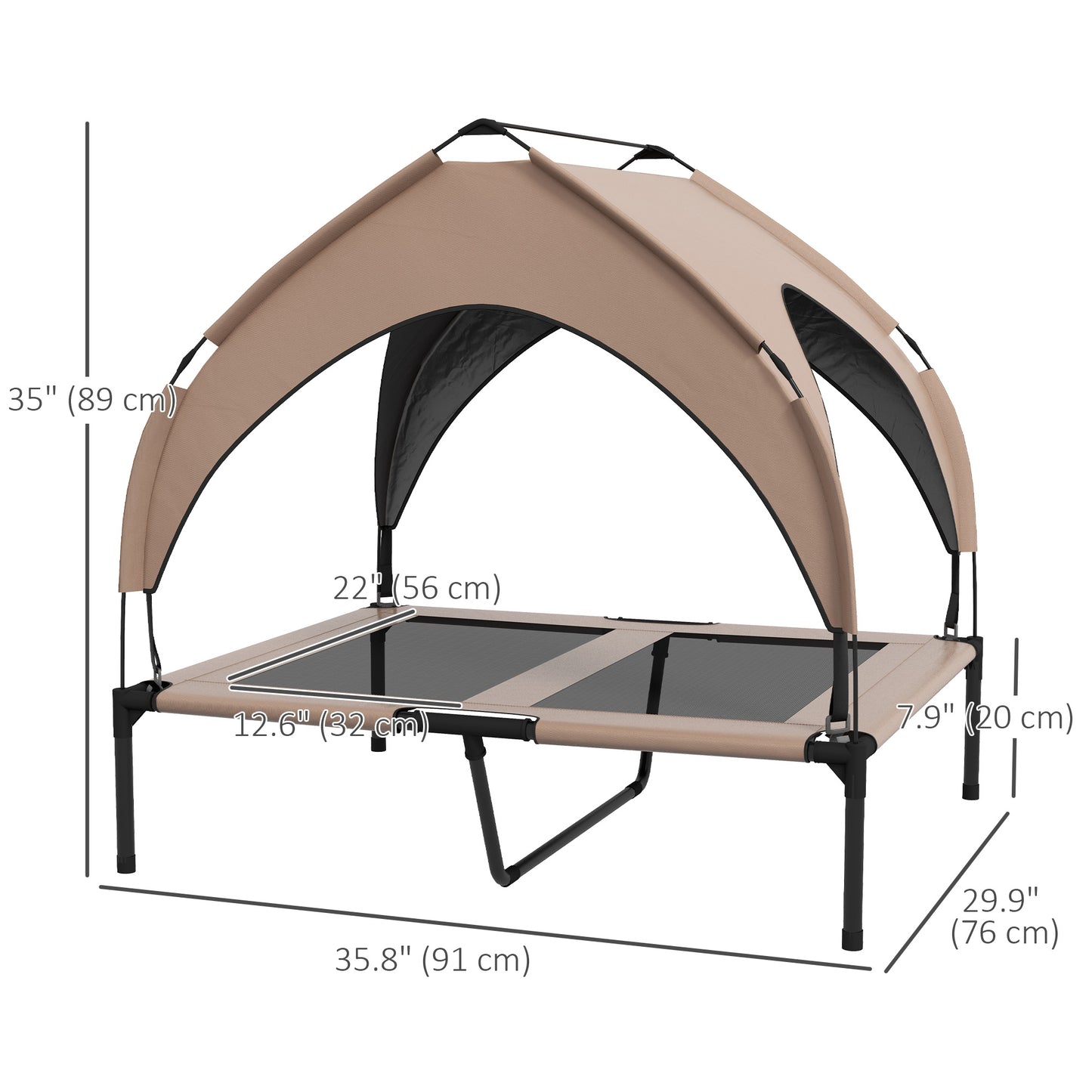 Raised Dog Bed Cooling Dog Cot w/ Canopy Washable Breathable Mesh, for Medium and Large Dogs, Coffee Elevated Dog Beds   at Gallery Canada