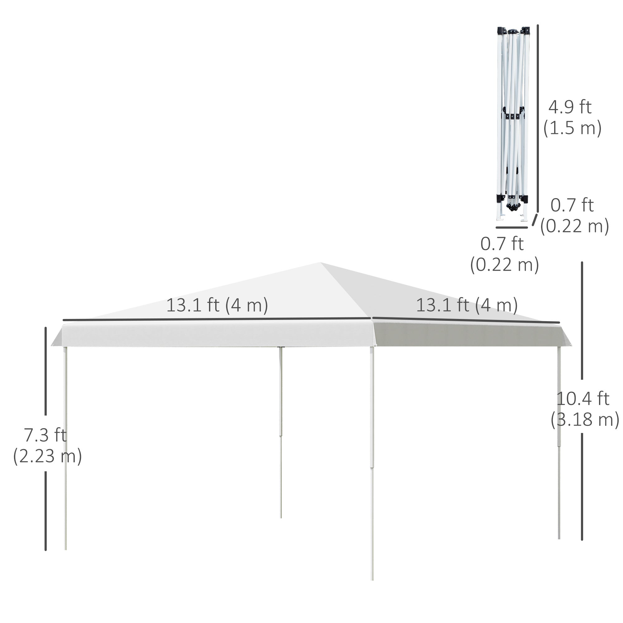 13' x 13' Pop Up Canopy Height Adjustable, Instant Pop Up Canopy Tent with Carrying Bag, Portable Gazebo Tent, White Pop Up Canopies at Gallery Canada