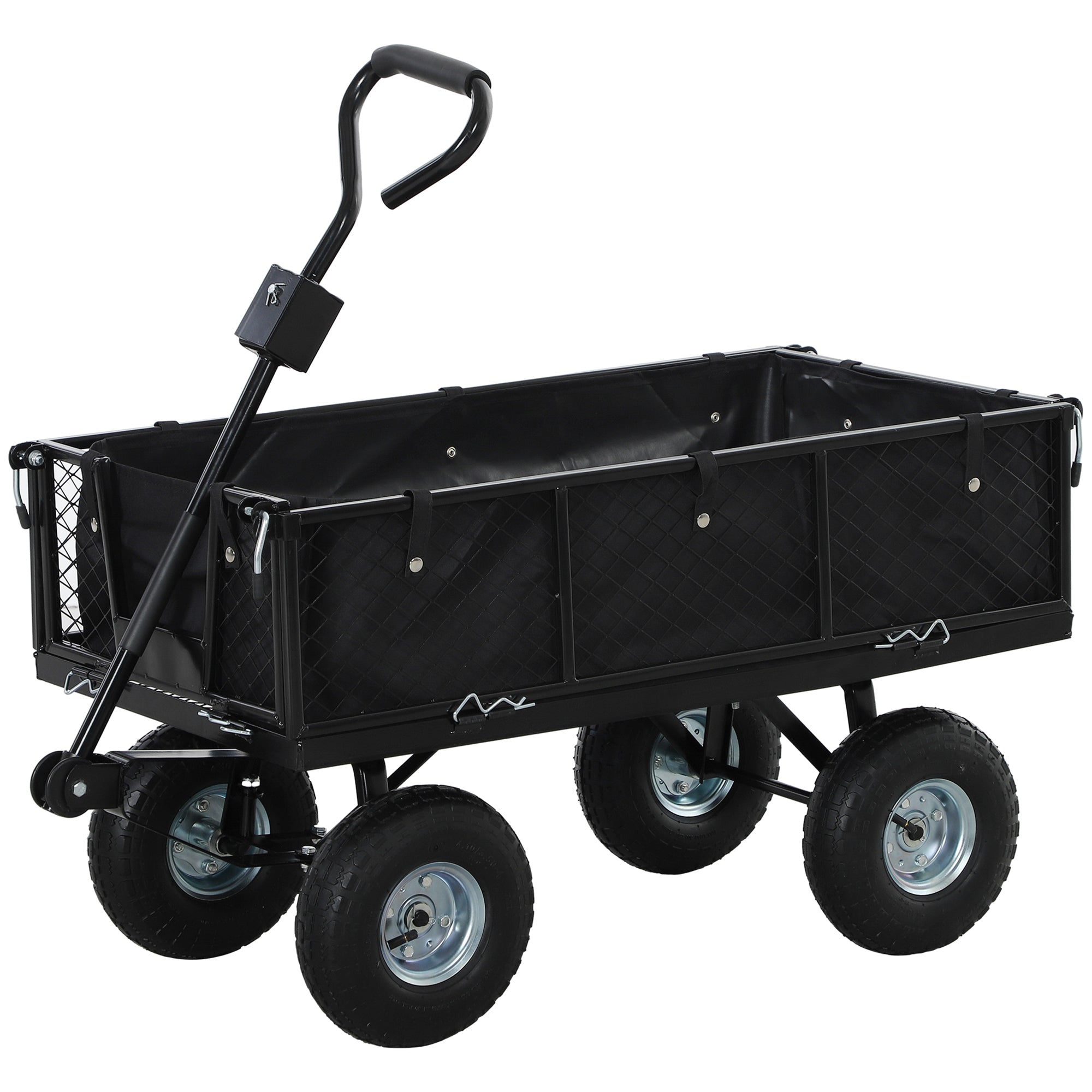Steel Garden Cart, Utility Wagon Cart with Removable Liner, Quick-Release Sides, 10