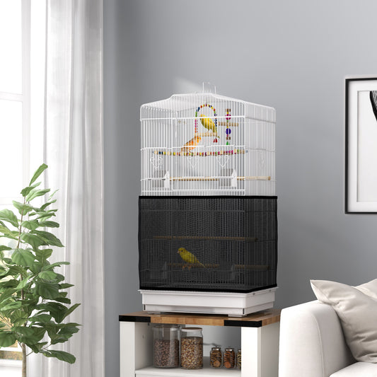 36" Bird Cage with Accessories, Handle, Mesh Cover, Tray, White - Gallery Canada