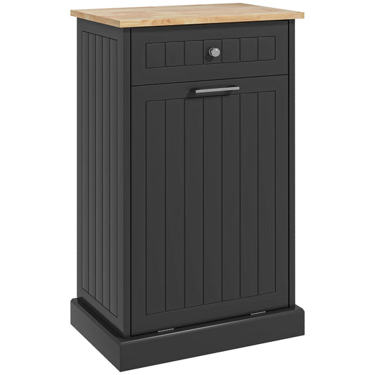 Kitchen Tilt Out Trash Bin Cabinet, Free Standing Recycling Cabinet, Trash Can Holder with Drawer, Black Storage Cabinets   at Gallery Canada