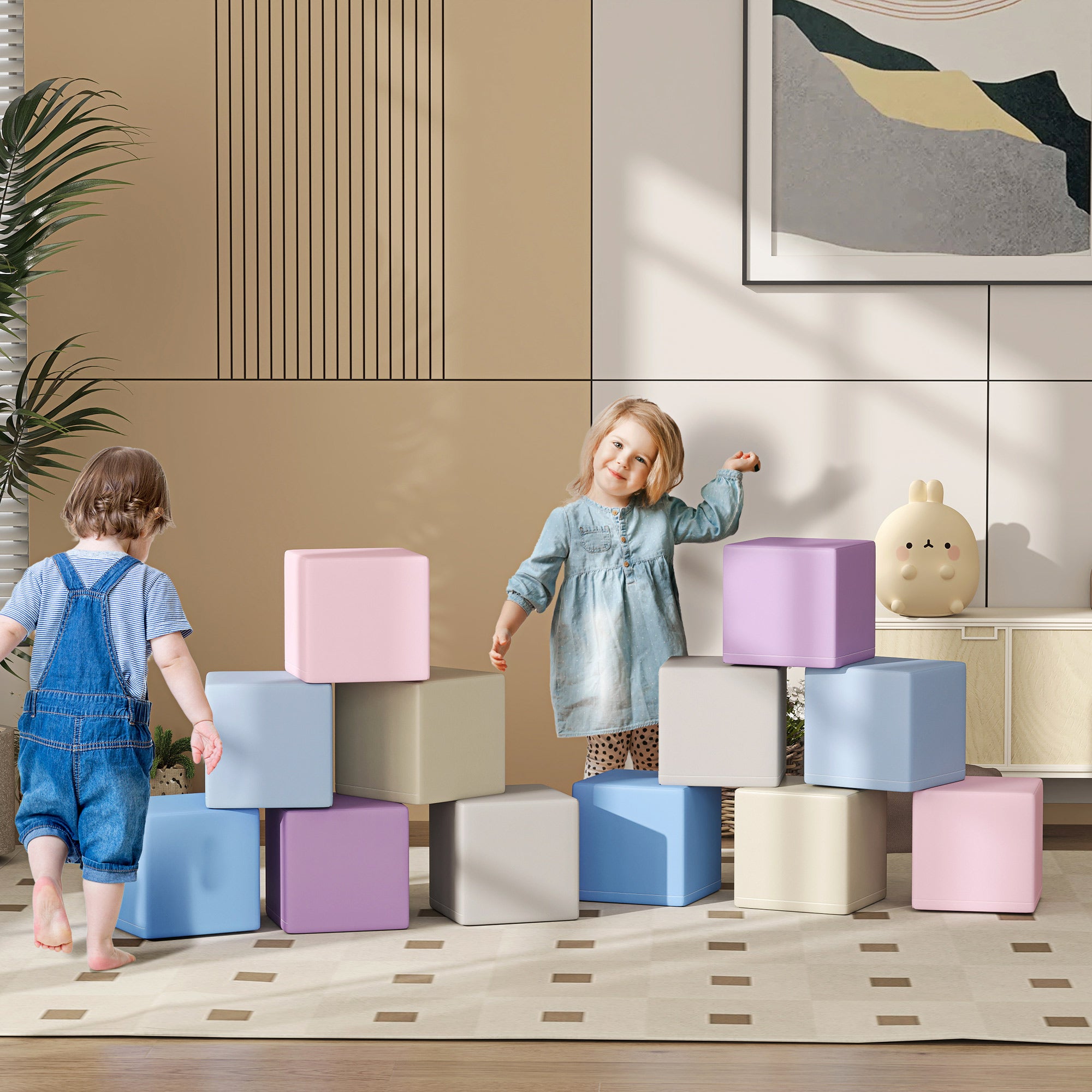 12 Piece Soft Play Blocks Soft Foam Toy Building And Stacking Blocks - Multicolours Baby Gym & Playmats at Gallery Canada