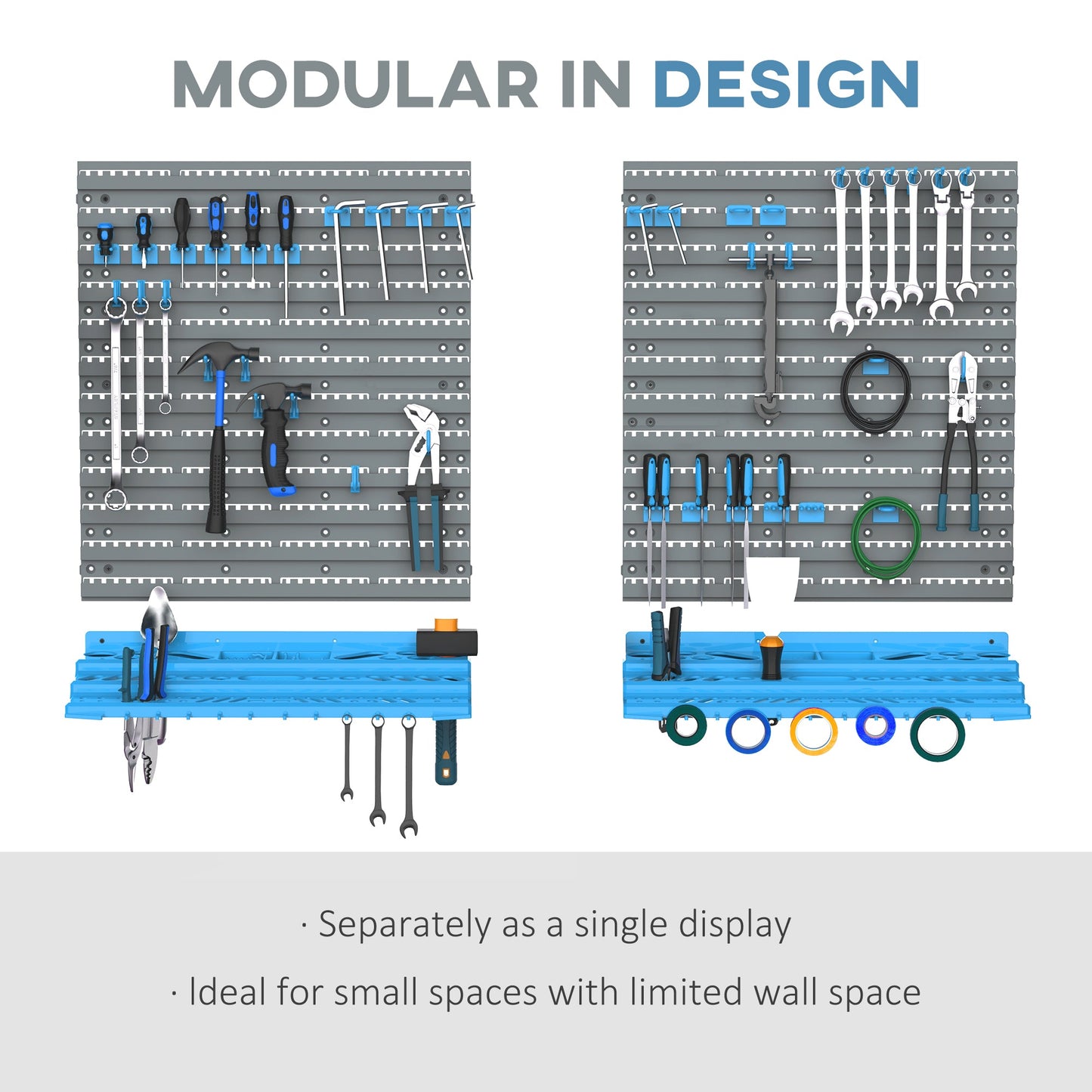 54 Piece Pegboard and Shelf Tool Organizer Wall Mounted DIY Garage Storage with 50 Hooks Blue Tool Organizers   at Gallery Canada