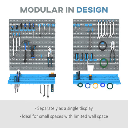 54 Piece Pegboard and Shelf Tool Organizer Wall Mounted DIY Garage Storage with 50 Hooks Blue Tool Organizers   at Gallery Canada