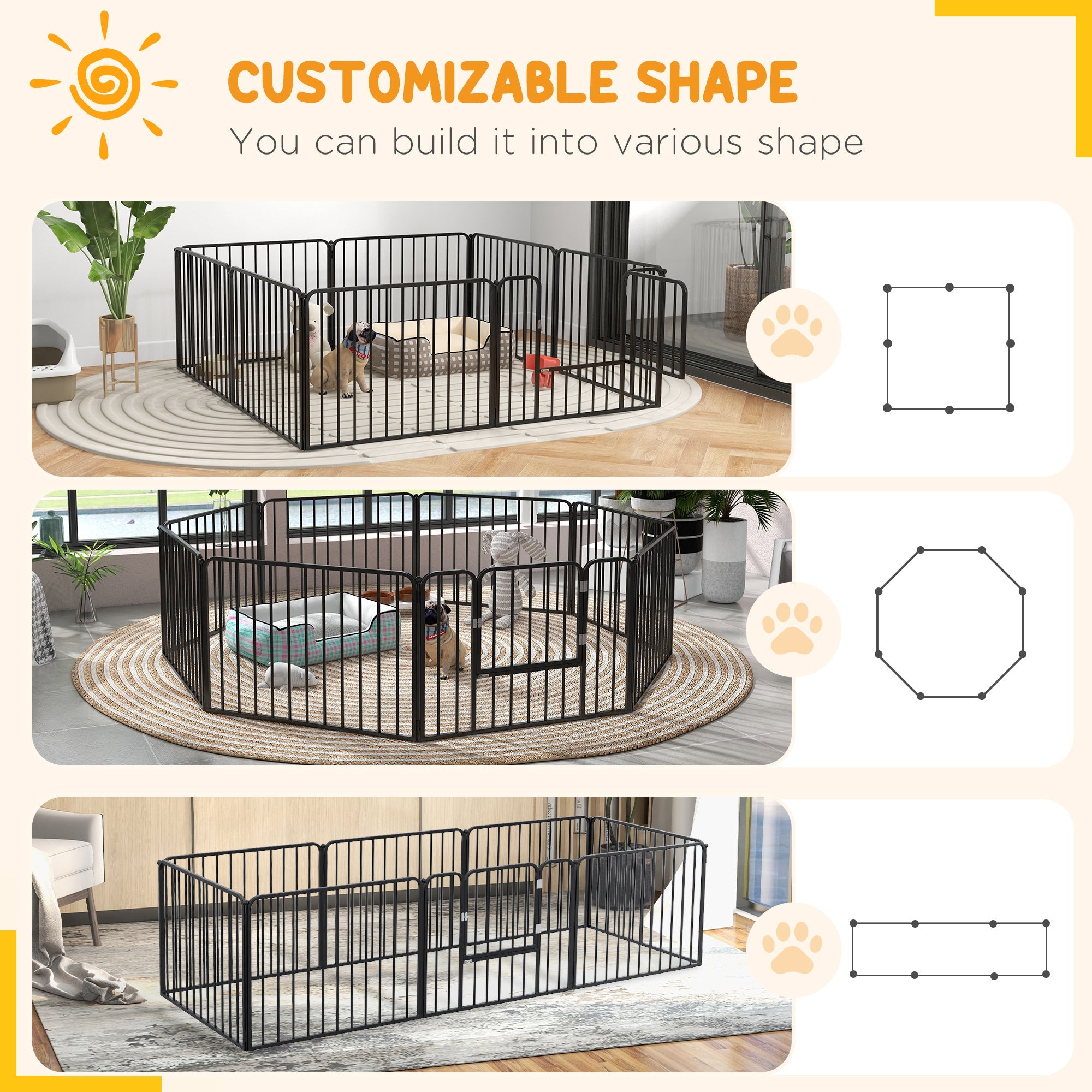 Dog Fence Outdoor 8 Panels 24