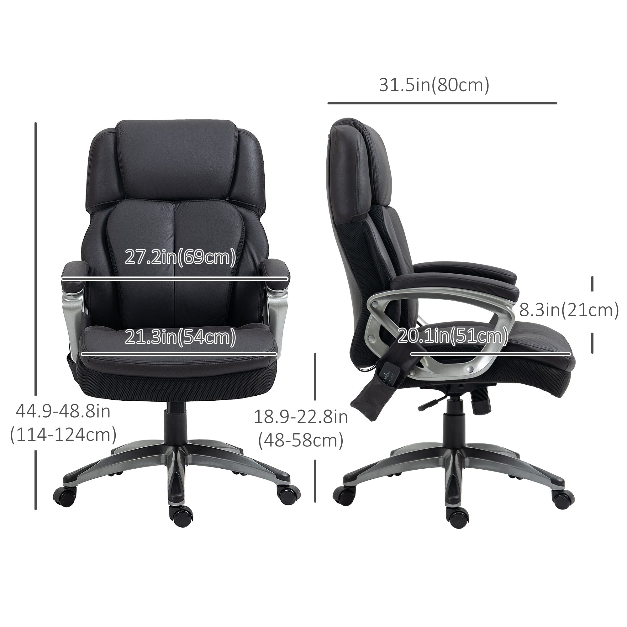 Big and Tall Massage Office Chair with Strong Vibration, Microfiber Office Chair, 27.25