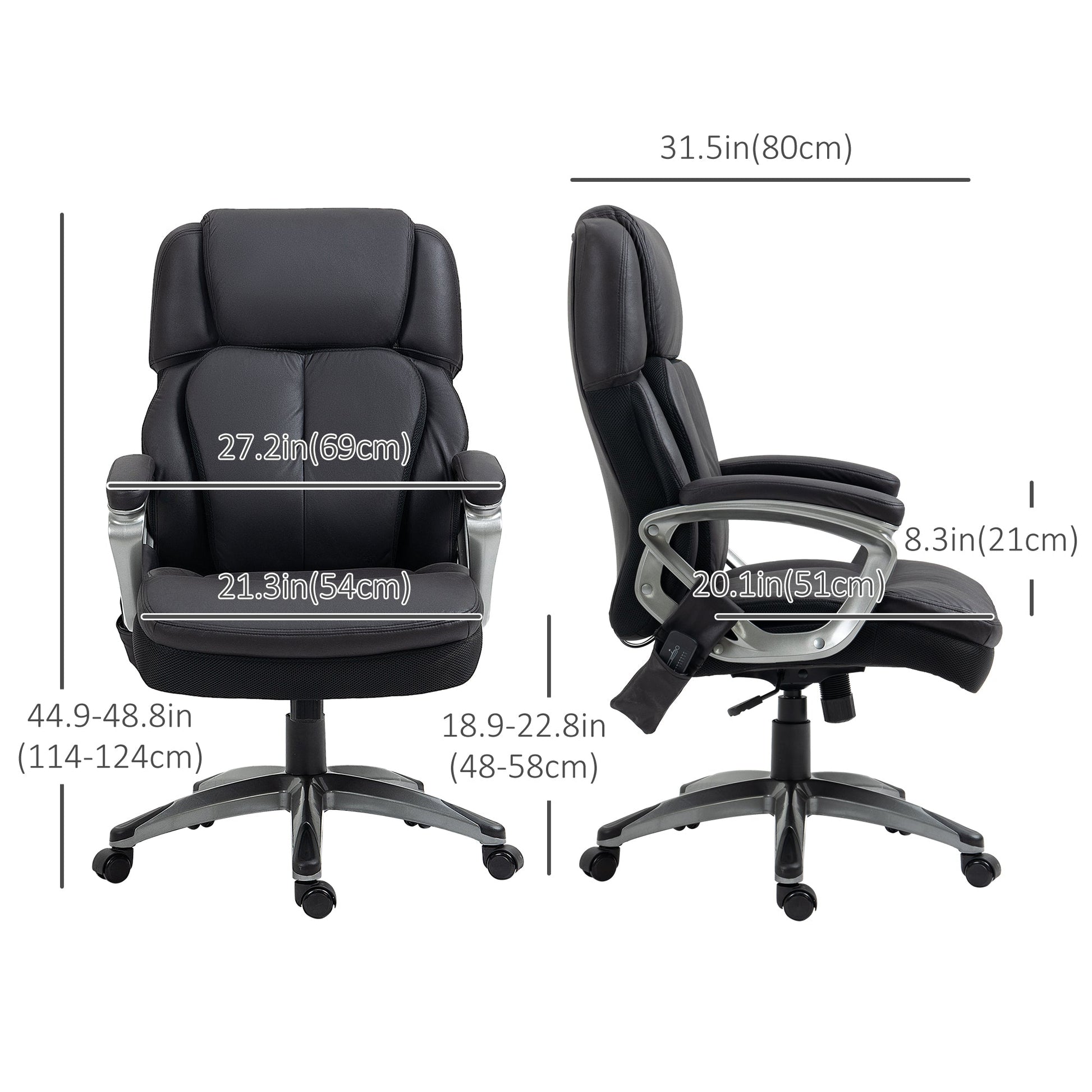 Big and Tall Massage Office Chair with Strong Vibration, Microfiber Office Chair, 27.25"x31.5"x48.75", Black Massage Chairs   at Gallery Canada