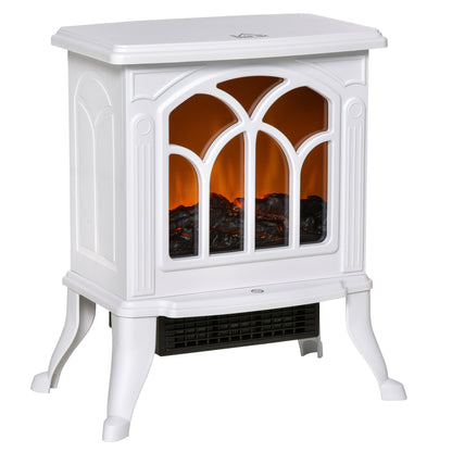 Electric Fireplace Heater, Freestanding Fireplace Stove with Realistic Flame, Overheat Protection, 750W/1500W, White Electric Fireplaces   at Gallery Canada