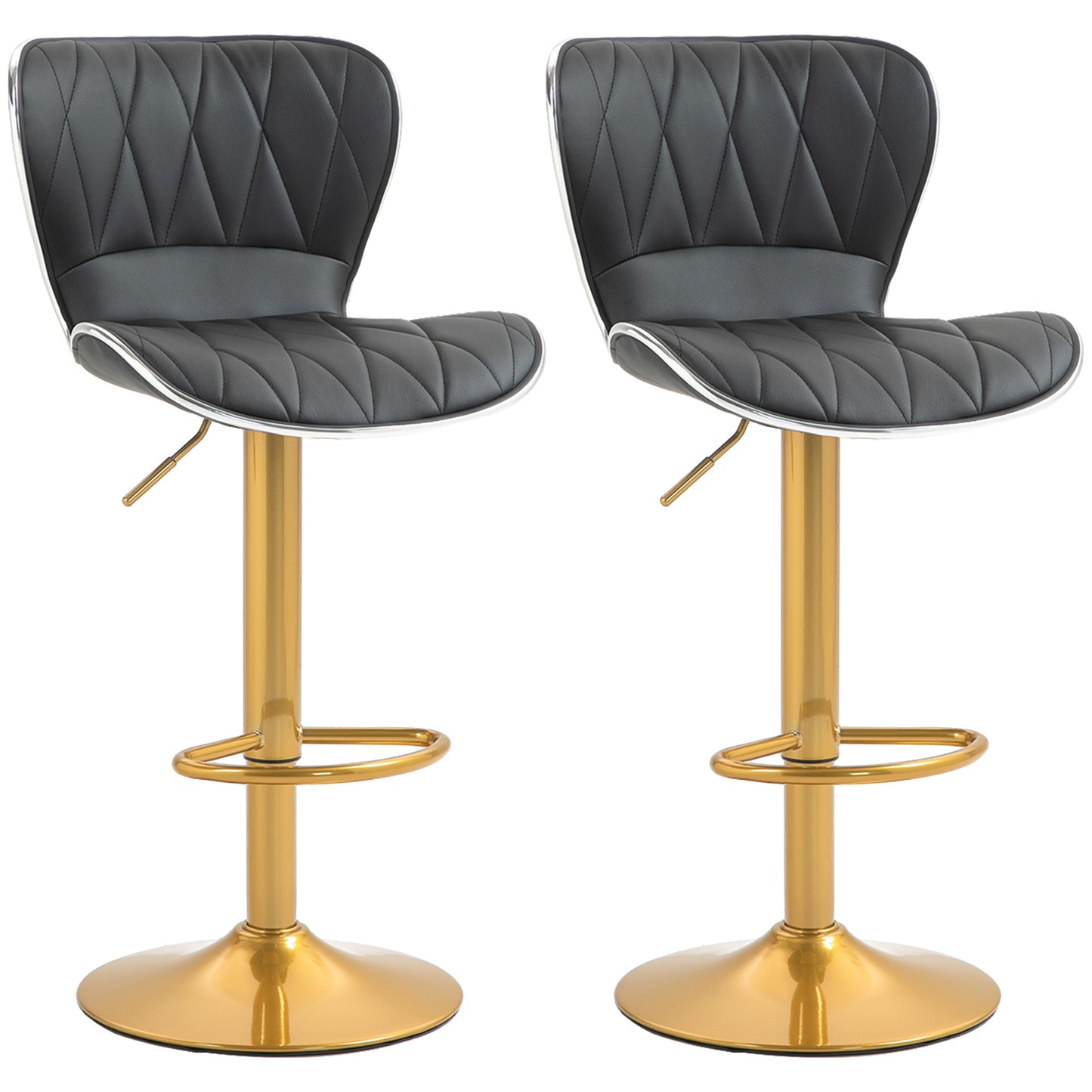 Counter Height Bar Stools Set of 2, Adjustable Height Bar Chairs with Swivel Seat, PU Leather Upholstery Bar Stools   at Gallery Canada