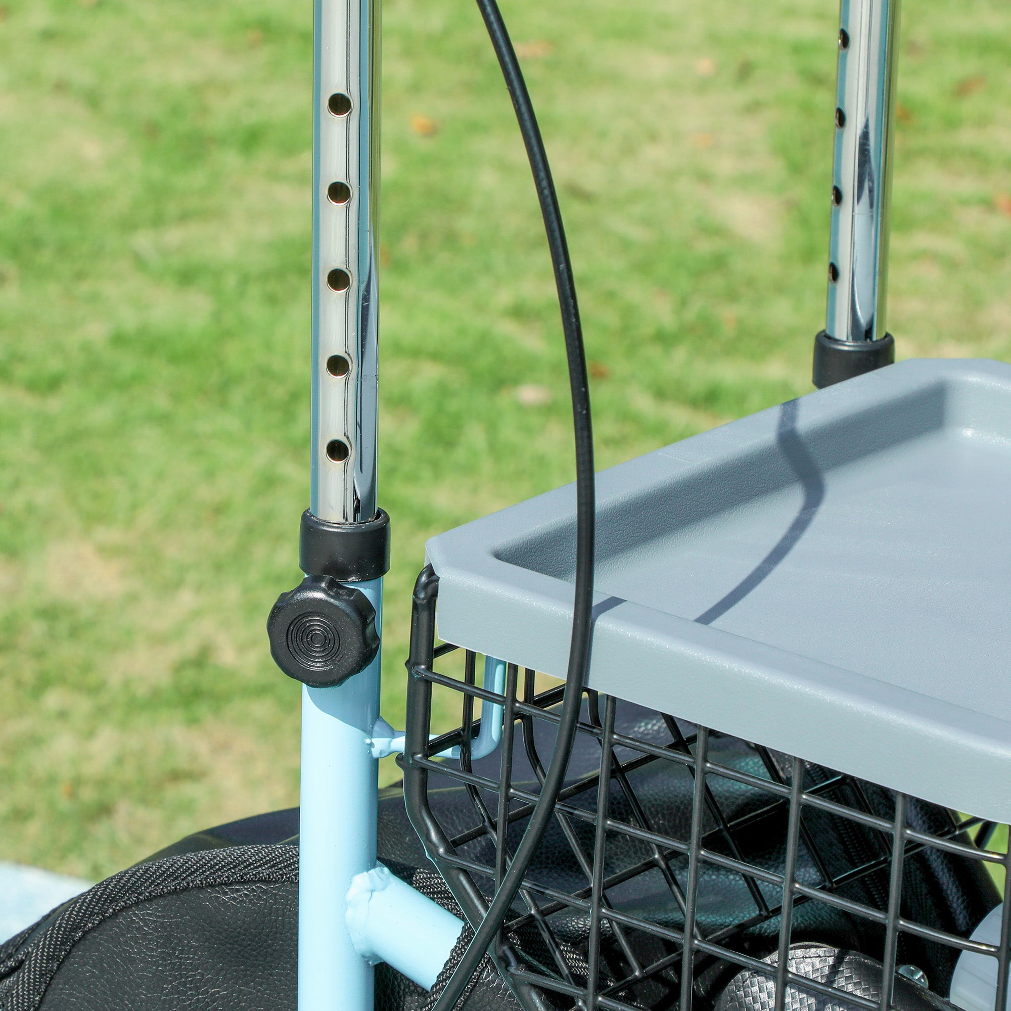 Upright Walker Up Rollator, Rolling Walker with Wheels, Storage Bag, Tray, Adjustable Handle Height, Blue Knee Walker & Wheelchair Ramps at Gallery Canada