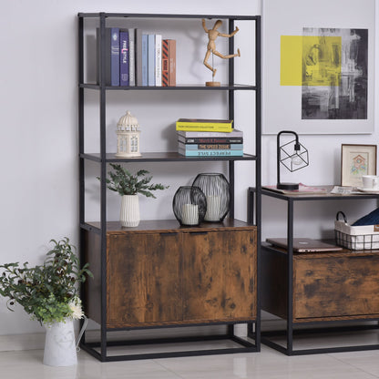 Storage Cabinet with 3 Open Shelves Cupboard Freestanding Tall Organizer Multifunctional Rack for Livingroom Bedroom Kitchen Rustic Brown Display Bookshelves   at Gallery Canada