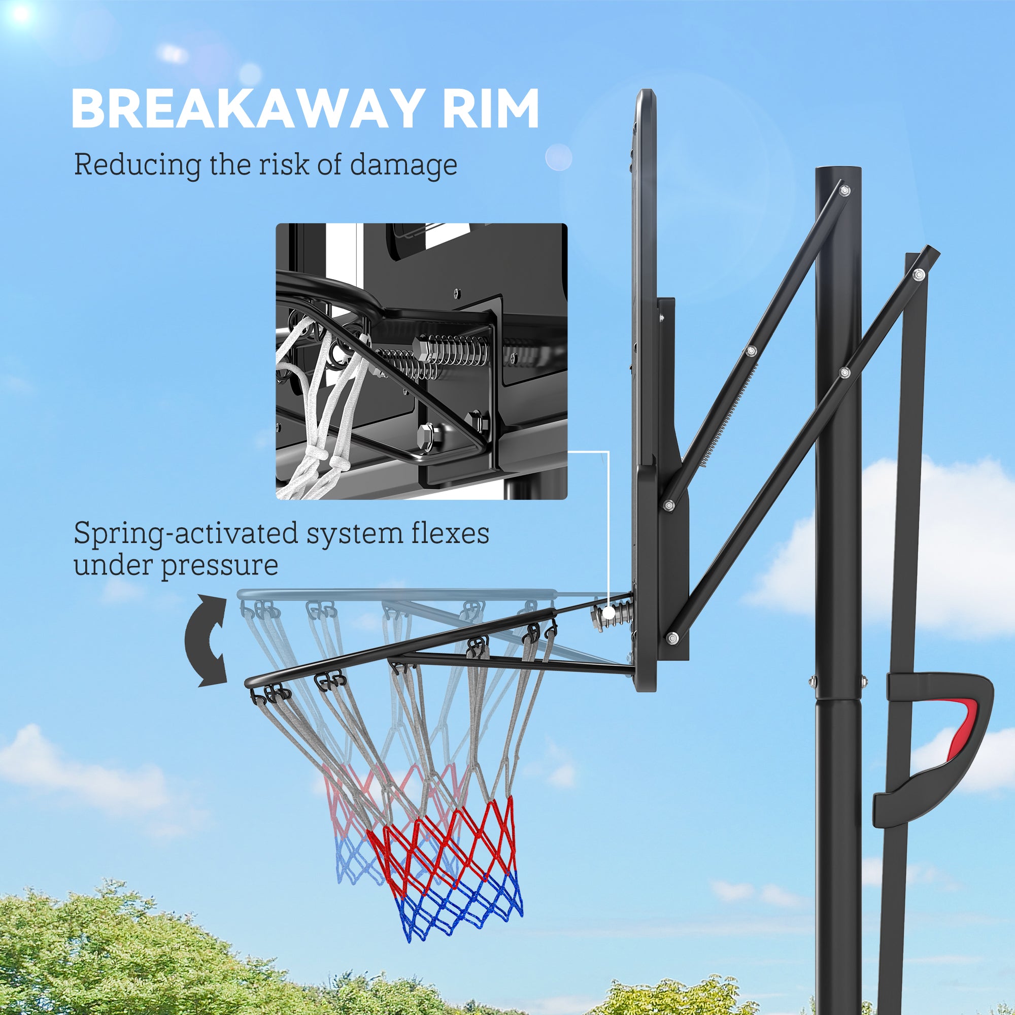 7.7-10ft Portable Basketball Hoop, Basketball Goal with Free Weight, Wheels, 43