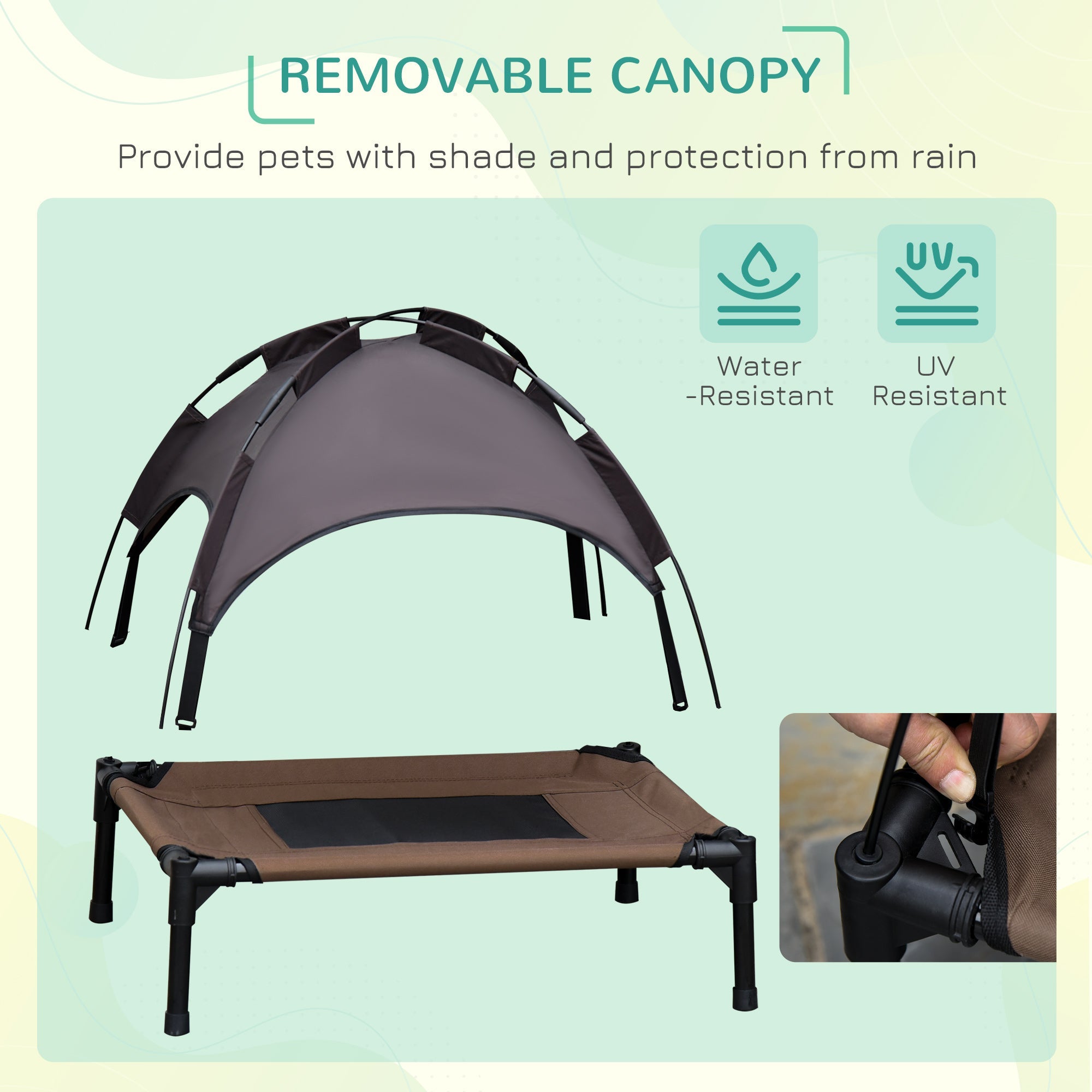 Elevated Dog Bed with Canopy, Portable Raised Dog Cot for M Sized Dogs, Indoor &; Outdoor, 30