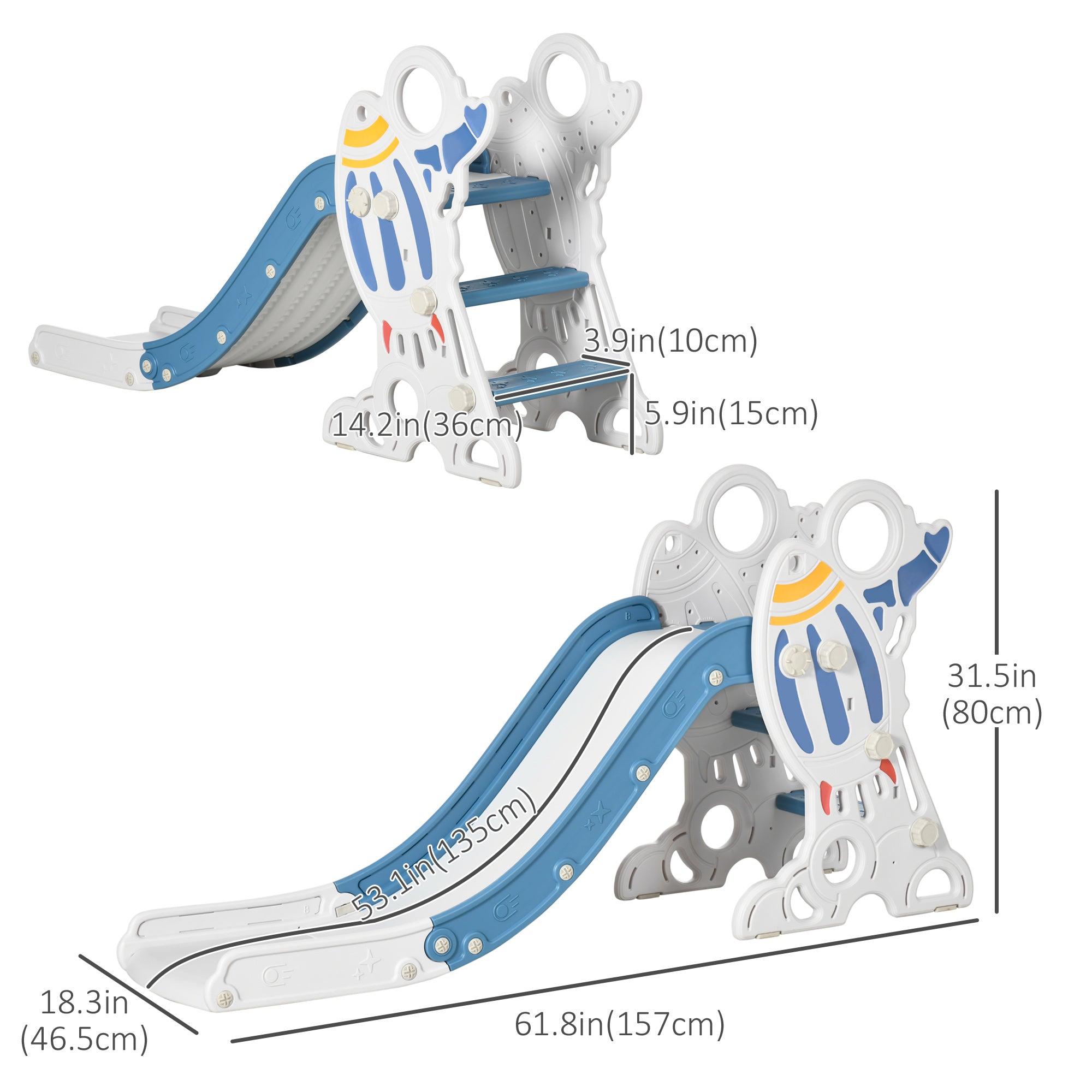 Toddler Slide Indoor for Kids 1.5-3 Years Old, Space Theme Climber Slide Playset, Blue Gym Sets & Swings   at Gallery Canada