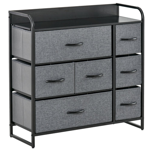 7-Bin Dresser Storage Tower Cabinet Organizer Unit, Easy Pull Fabric Bins with Metal Frame for Bedroom