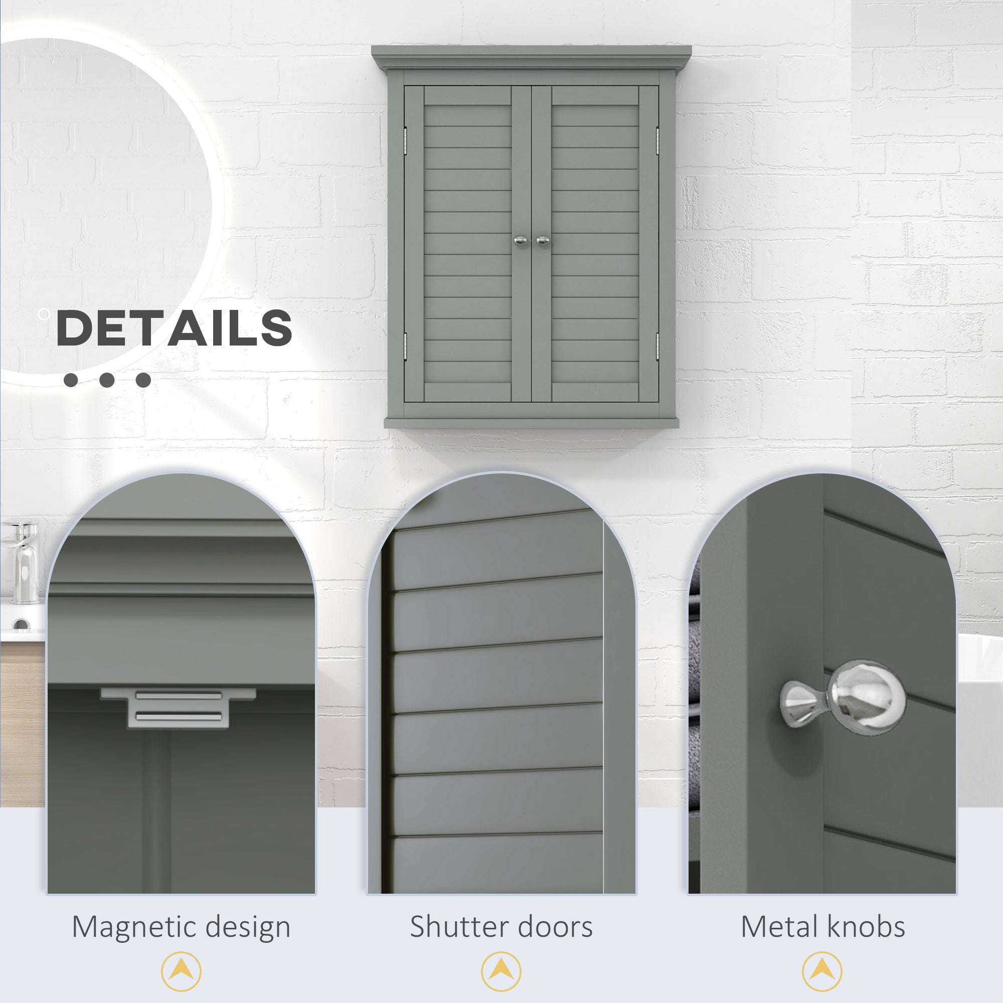 Over Toilet Storage Cabinet, Bathroom Wall Cabinet with Adjustable Shelf for Living Room and Entryway, Grey Wall Mounted Cabinets at Gallery Canada