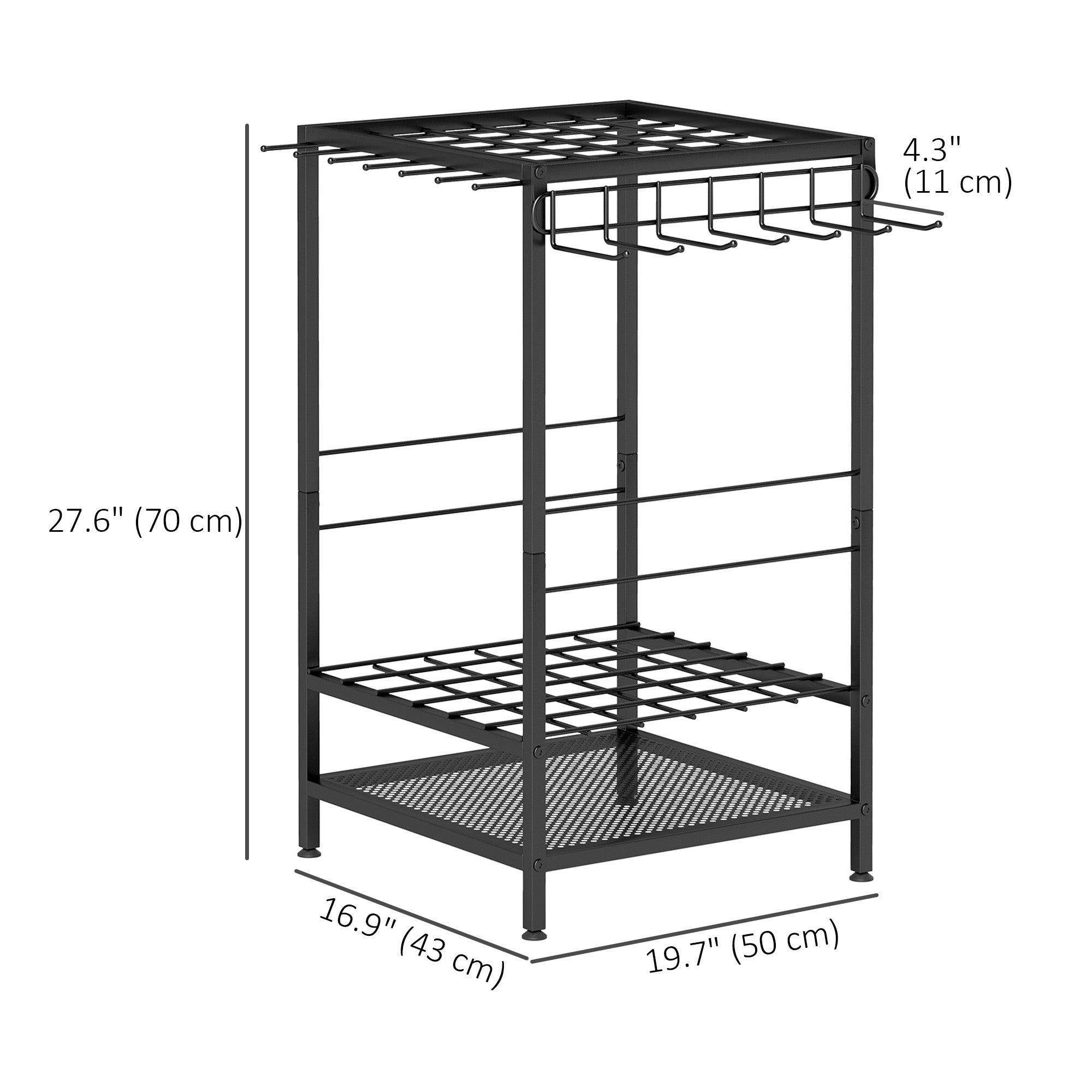 3-Tier Yard Tool Tower Rack, Garden Tool Organizer with 14 Hooks for Long-Handled Rakes, Shovel, Broom, Black Garden Accessories at Gallery Canada