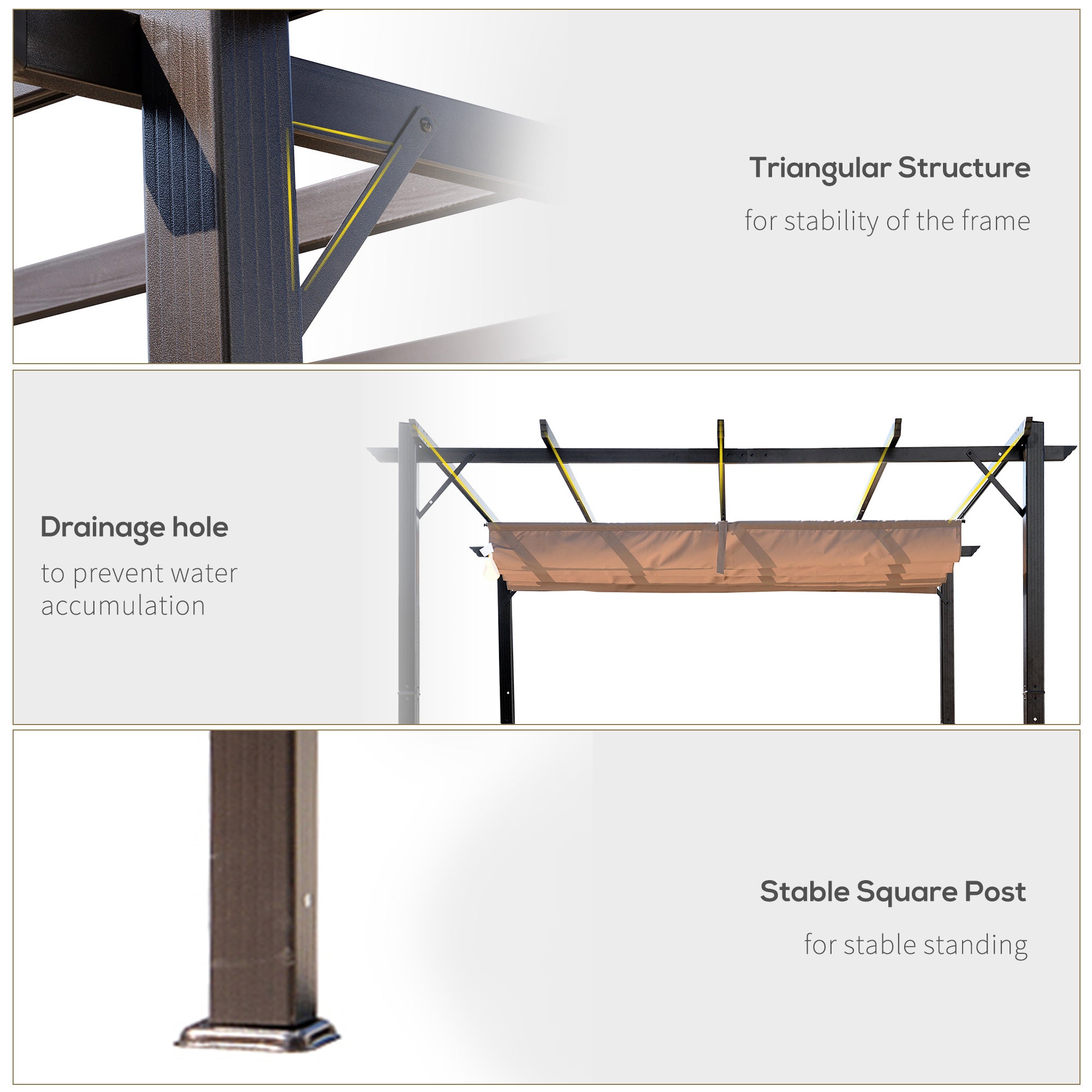 10' x 10' Aluminium Outdoor Pergola Gazebo Backyard Canopy Cover Square Sunshade Garden Grape Trellis Coffee Pergolas at Gallery Canada