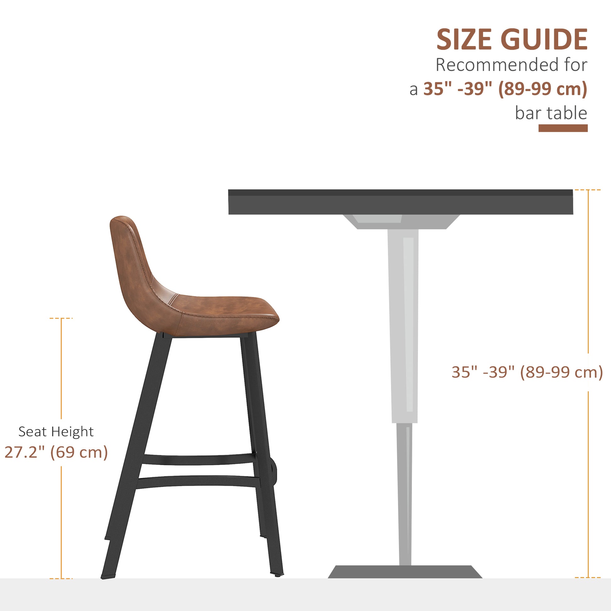 Counter Height Stools Set of 2, Upholstered Kitchen Stool with Back and Steel Legs Bar Stools   at Gallery Canada