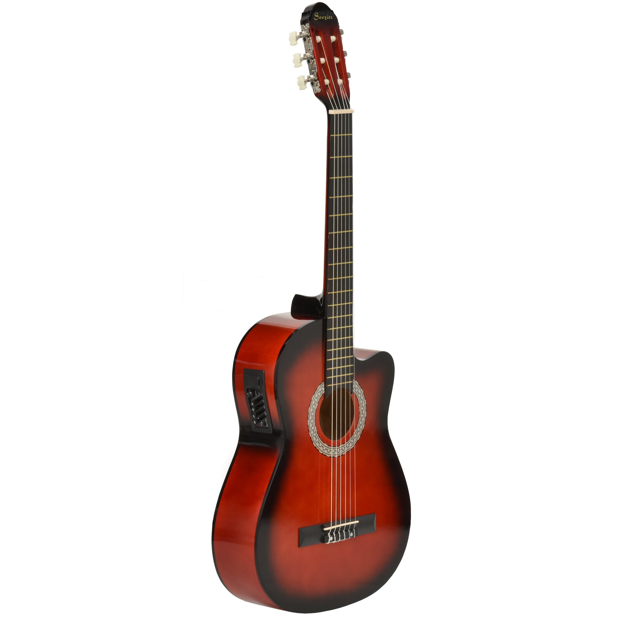 39.5 Inch Acoustic Electric Guitar for Beginner with Strings, Beige Strap, 3 Picks and Case Bag, Wine Red Electronic Musical Pianos at Gallery Canada
