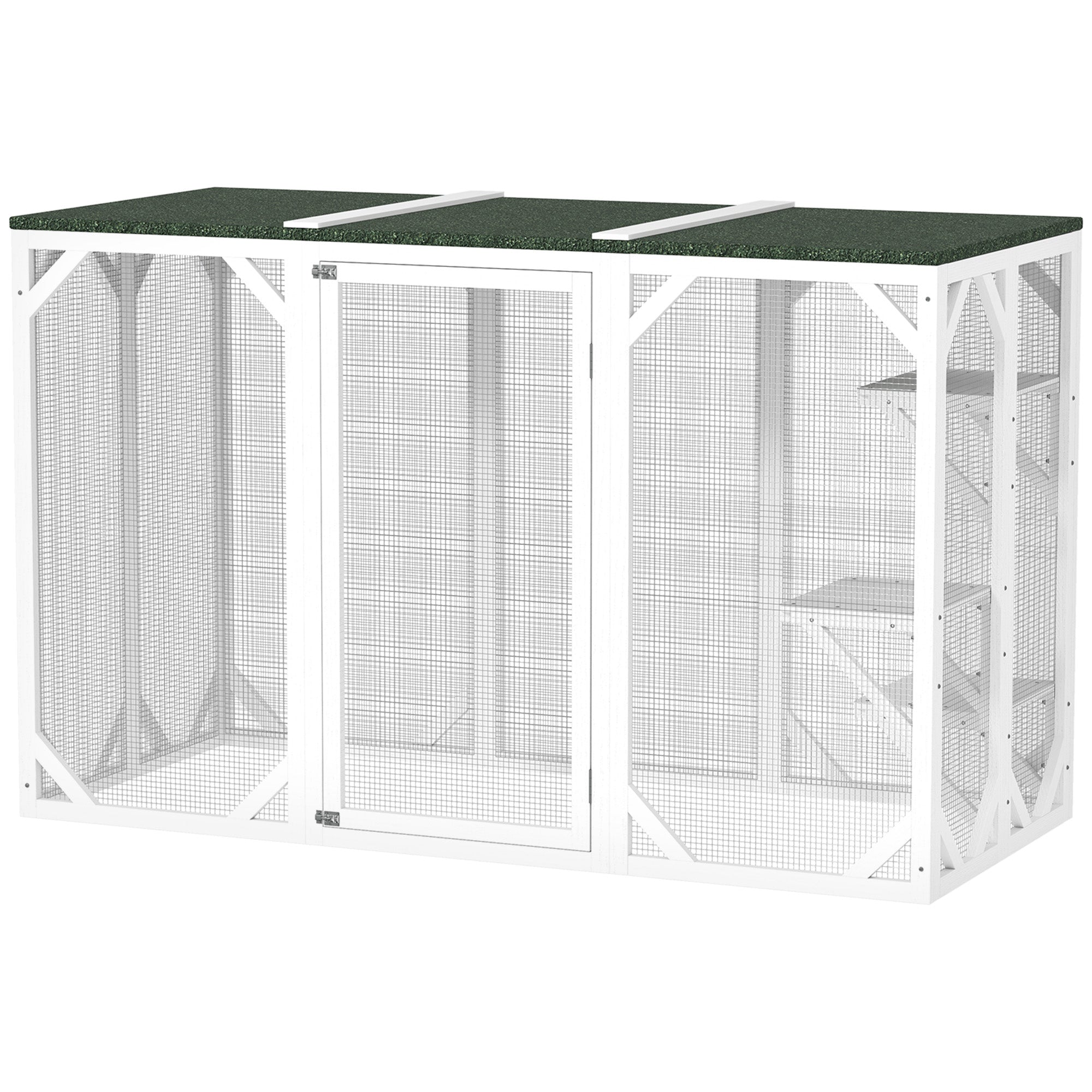 Catio Outdoor Cat Enclosure with Waterproof Roof, Multi-Level Platforms, Lock, White Outdoor Cat Enclosures White at Gallery Canada