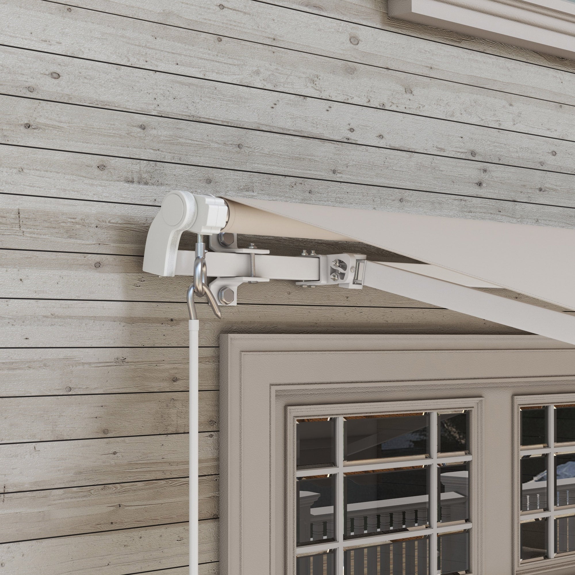 12' x 10' Retractable Awning Patio UV Resistant Fabric and Aluminum Frame for Deck, Balcony, Yard, Cream White Deck Awnings at Gallery Canada