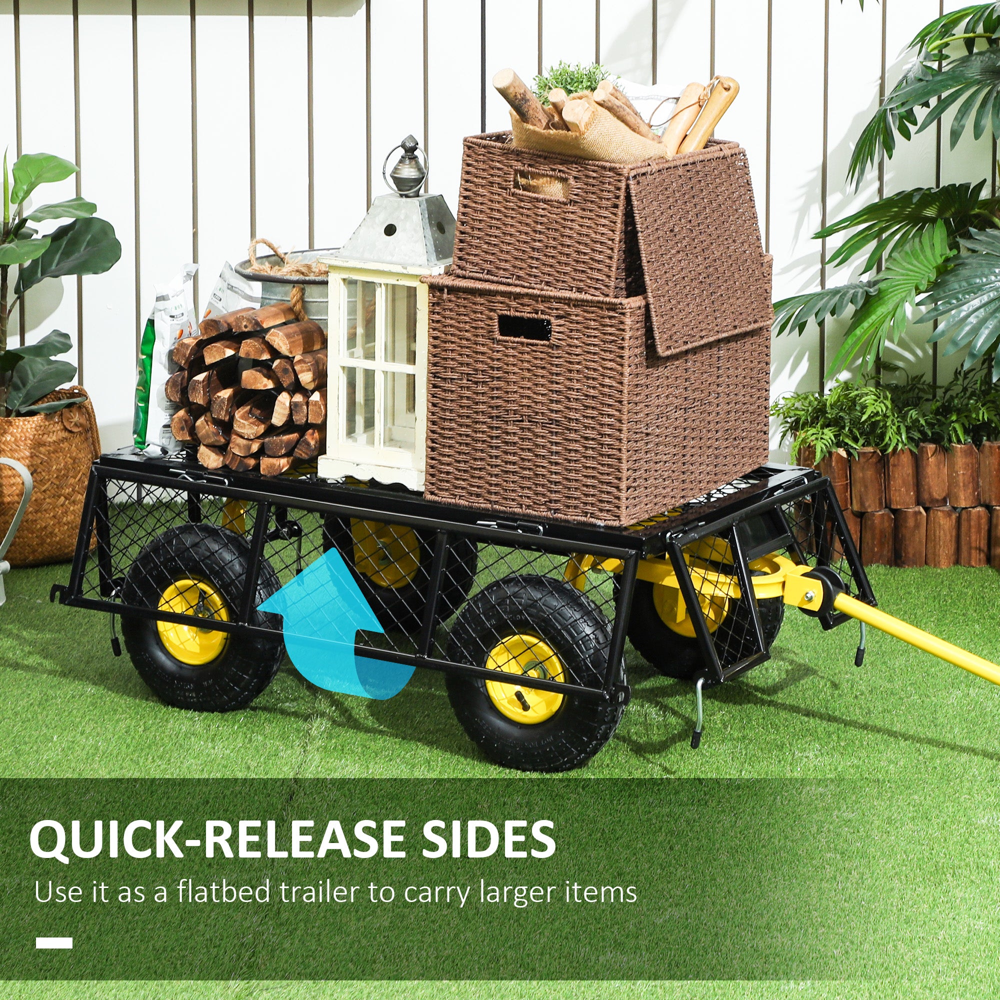 Steel Garden Cart, Utility Wagon with Removable Sides, 10