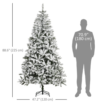 7.5ft Flocked Christmas Tree, Pine Artificial Christmas Tree with 1300 Branches Tips, Steel Base, Automatic Open, Green Flocked Christmas Trees   at Gallery Canada