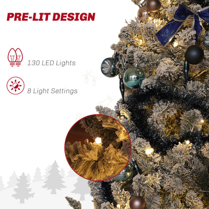 5ft Prelit Artificial Christmas Tree with Blue Ornaments, Flocked Christmas Tree with LED Lights for Holiday Pre Lit Christmas Trees   at Gallery Canada