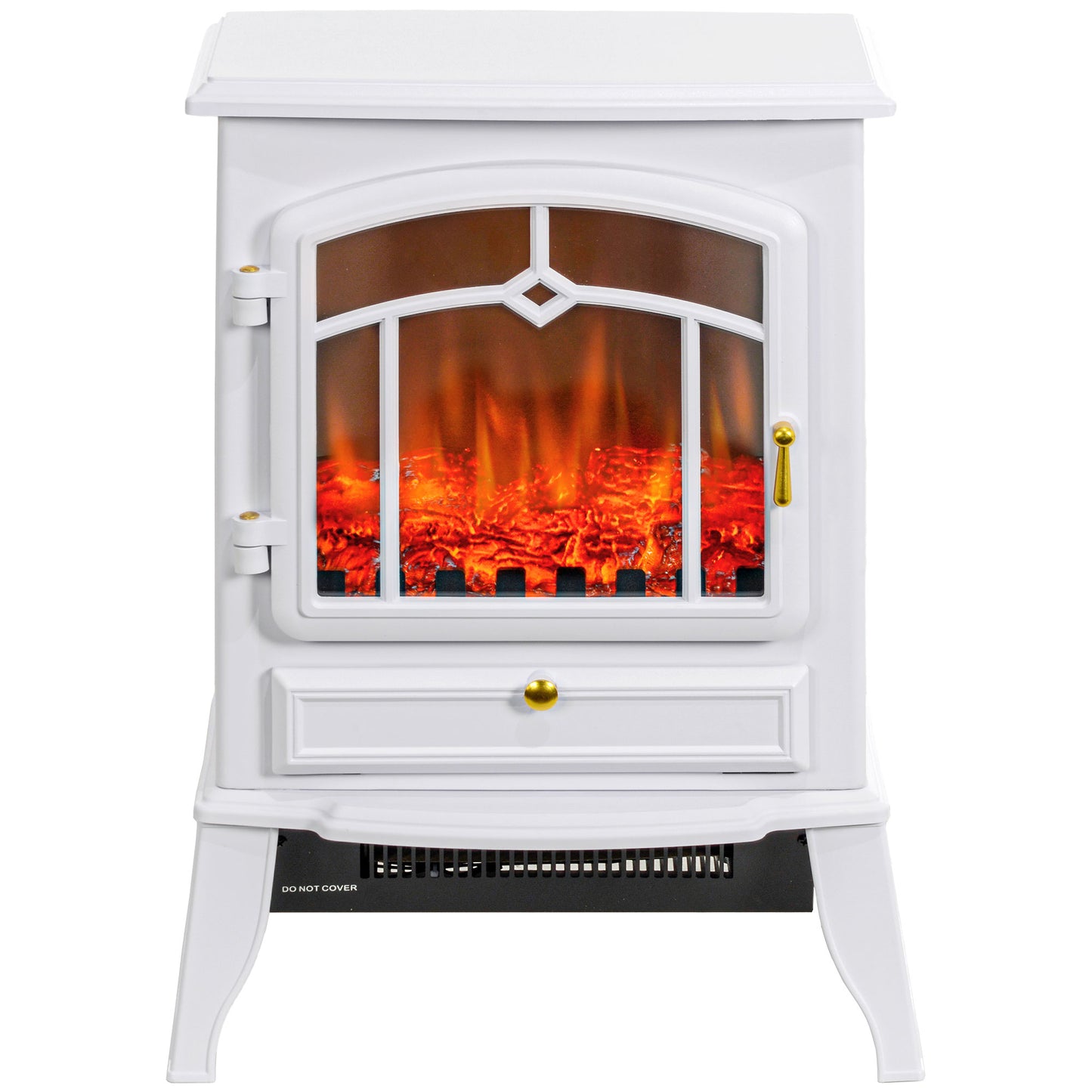 22" Electric Fireplace Stove, 1500W Freestanding Fireplace Heater with Adjustable Temperature, White Electric Fireplaces   at Gallery Canada