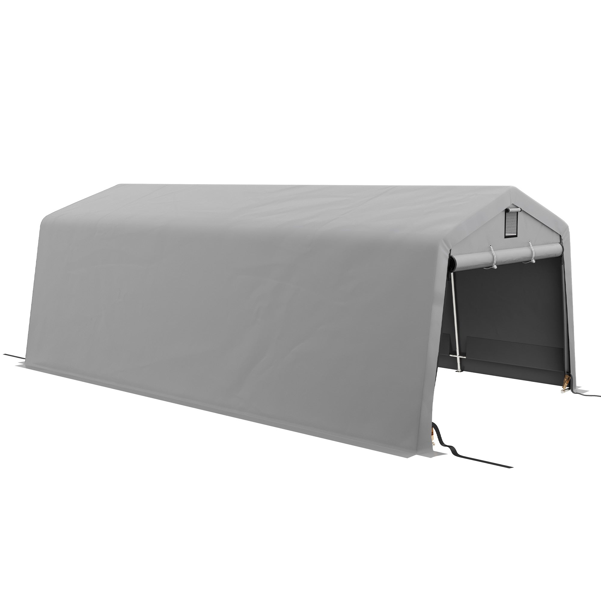 11' x 20' Portable Garage, Heavy Duty Carport Canopy with Ventilation Windows and Large Roll-up Door, Grey Car Shelters at Gallery Canada