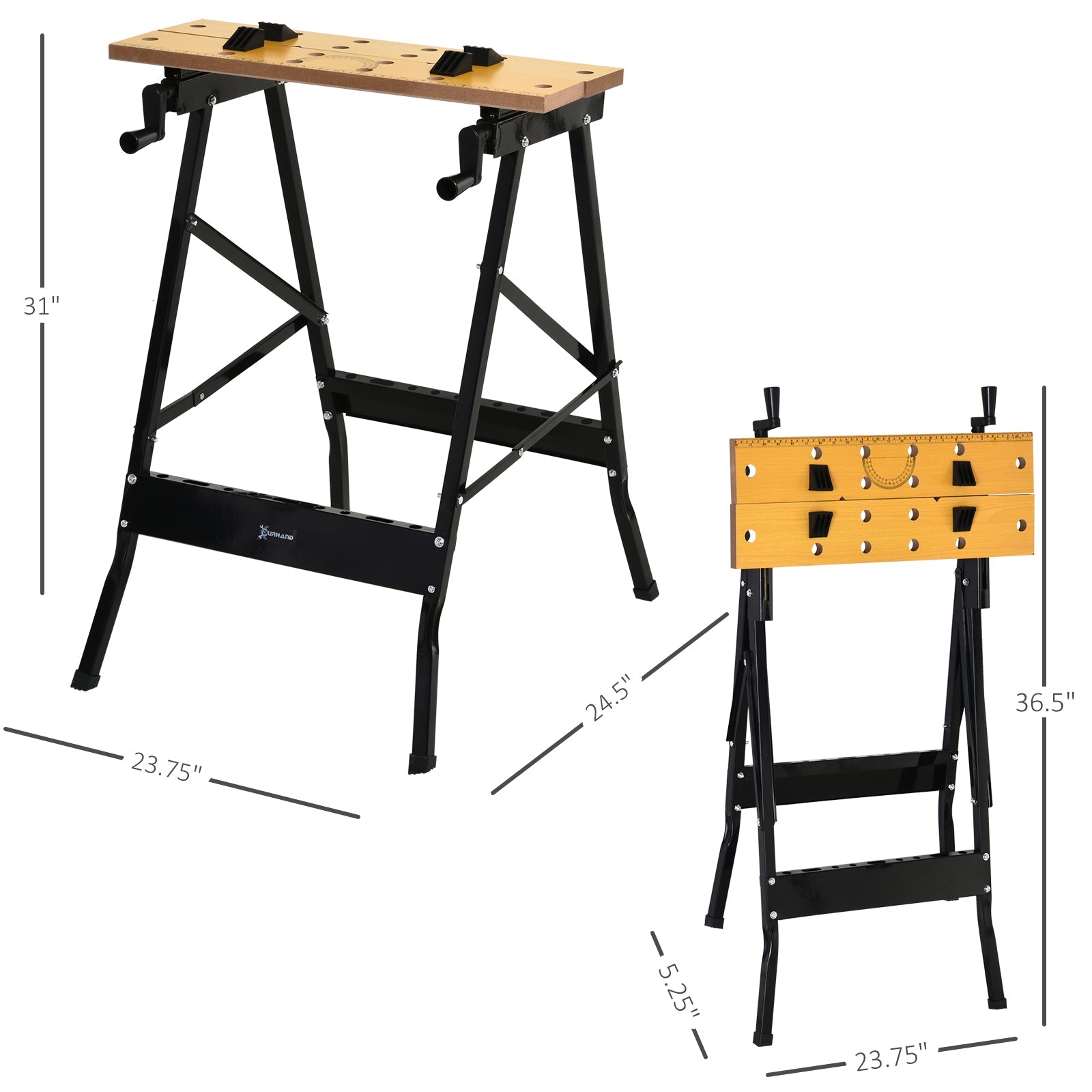 Foldable Work Bench w/ Adjustable Clamps, Carpenter Saw Table, MDF Surface, Steel Frame, 100kg/220lbs Capacity Tool Organizers Multi Colour  at Gallery Canada