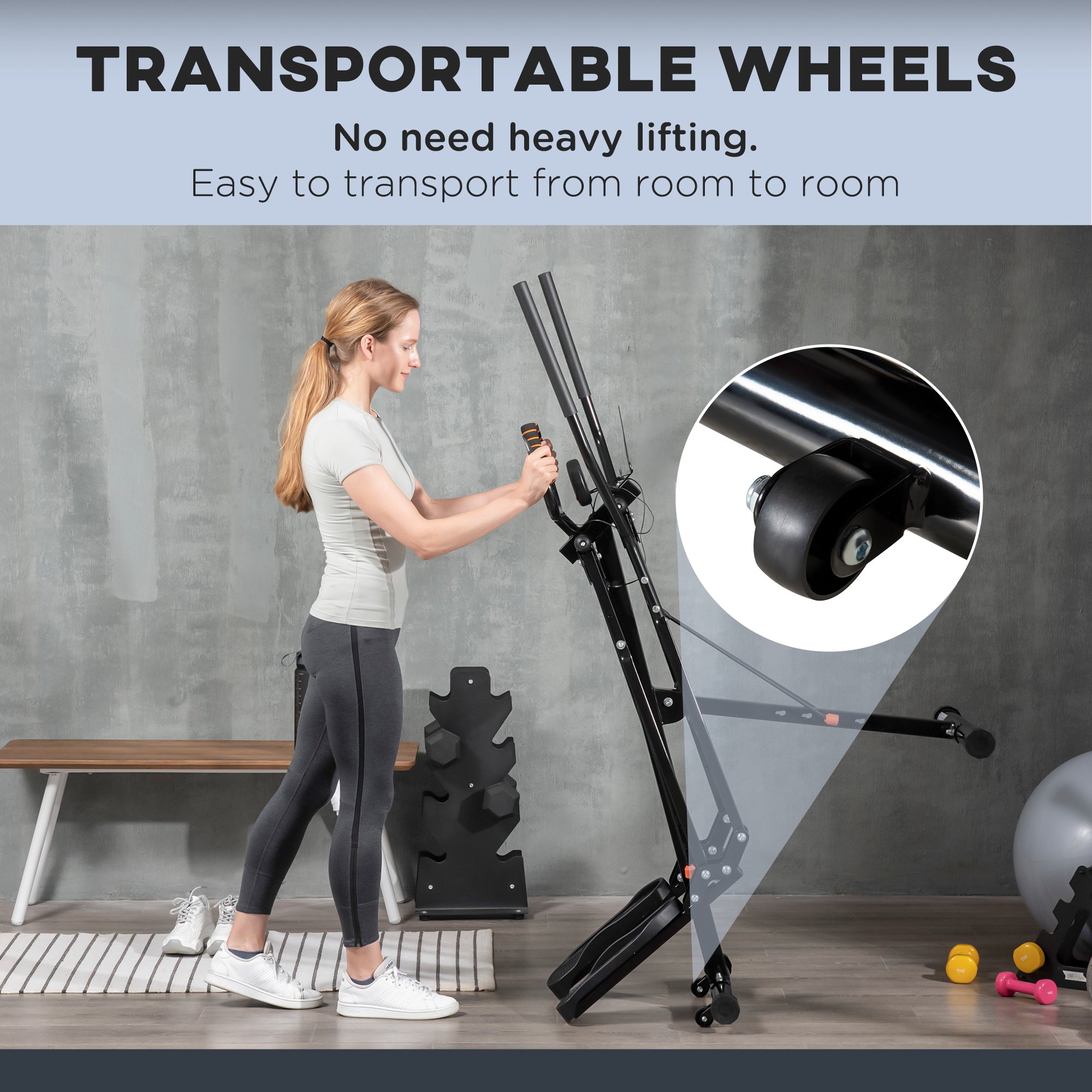 Gazelle Glider Air Walker Exercise Machine Elliptical Trainer with Four Resistance Levels, LCD Monitor, Heart Rate Sensor, Two Wheels Aerobic Equipment at Gallery Canada