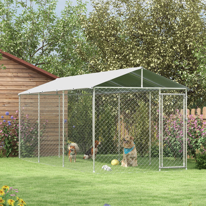 19.7' x 7.5' x 7.5' Outdoor Dog Kennel Dog Run with Waterproof, UV Resistant Cover for All-Sized Dogs, Silver Houses, Kennels & Pens   at Gallery Canada