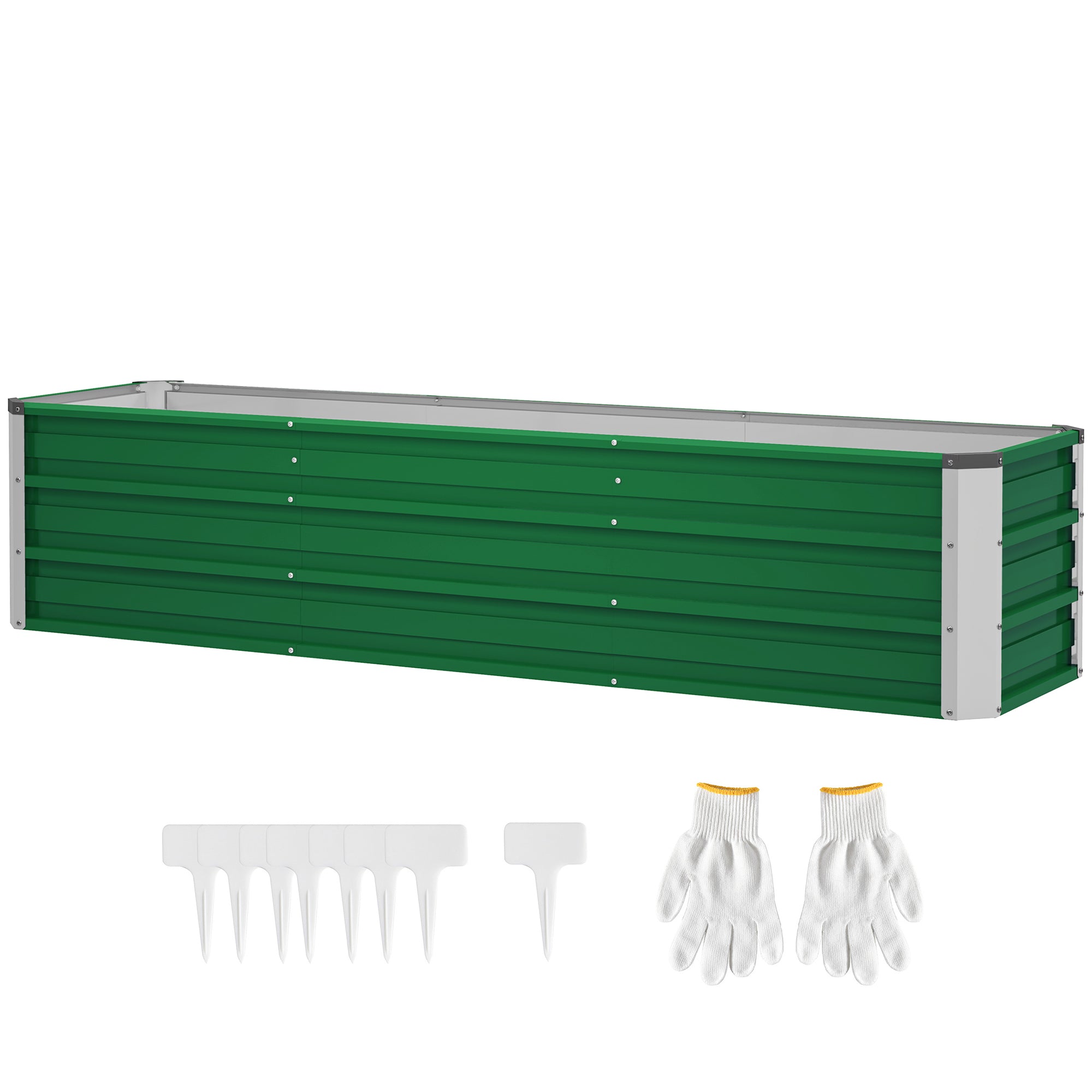 6' x 1.5' x 1.3' Galvanized Raised Garden Bed, Elevated Large Metal Planter Box w/ Install Gloves for Backyard, Patio to Grow Vegetables, Herbs, and Flowers, Green Galvanized Planter Boxes at Gallery Canada