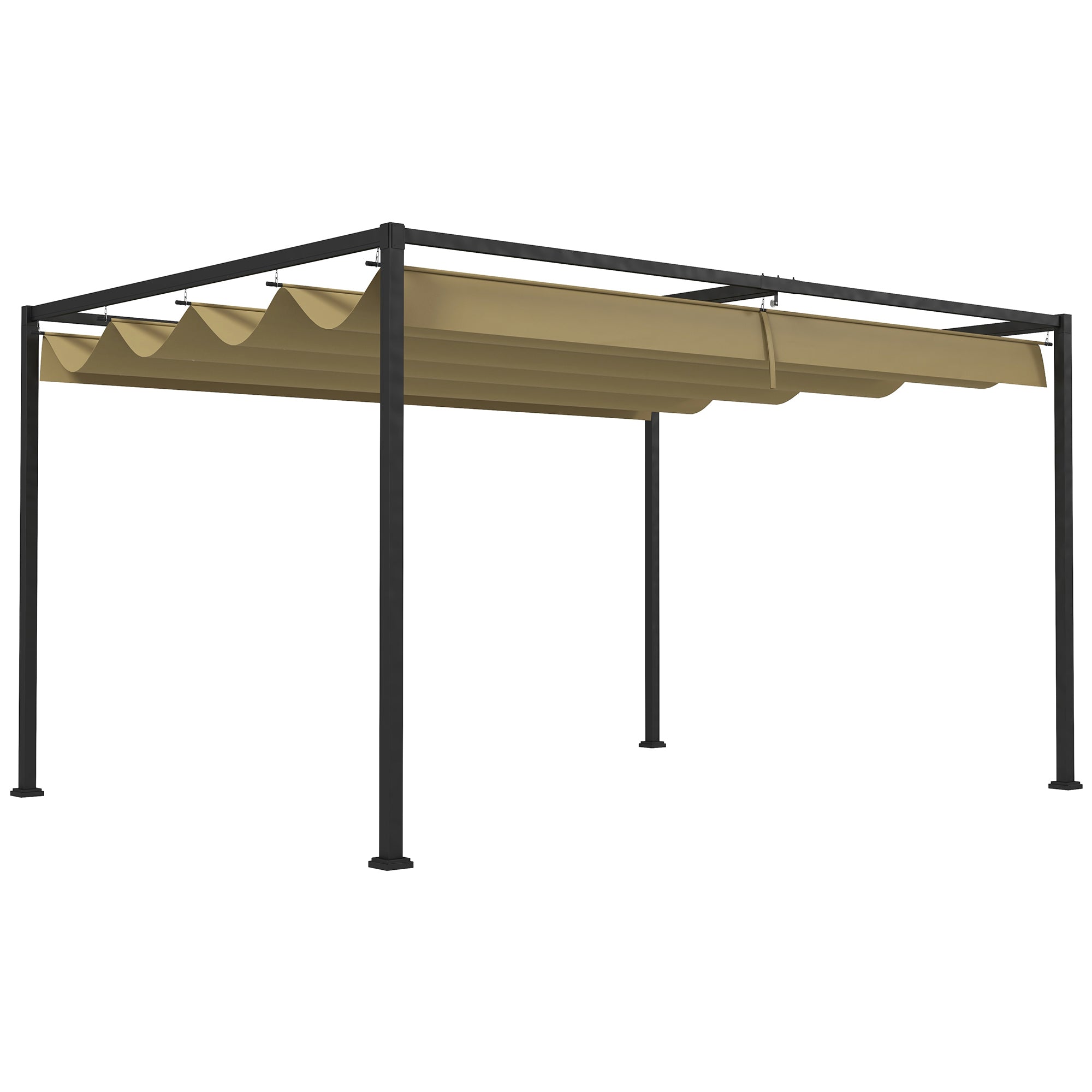 13' x 10' Patio Pergola with Retractable Canopy, Outdoor Sun Shelter, Yard Shade, Khaki Pergolas at Gallery Canada