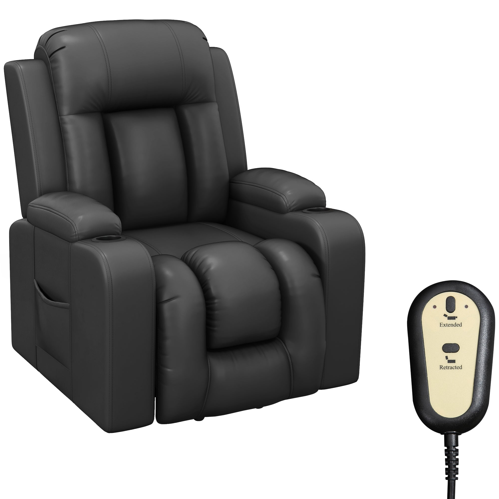 Electric Lift Chair for Elderly, Power Recliner with Footrest, Remote Control, Cup Holders for Living Room, Grey Electric Power Lift Chairs Grey  at Gallery Canada