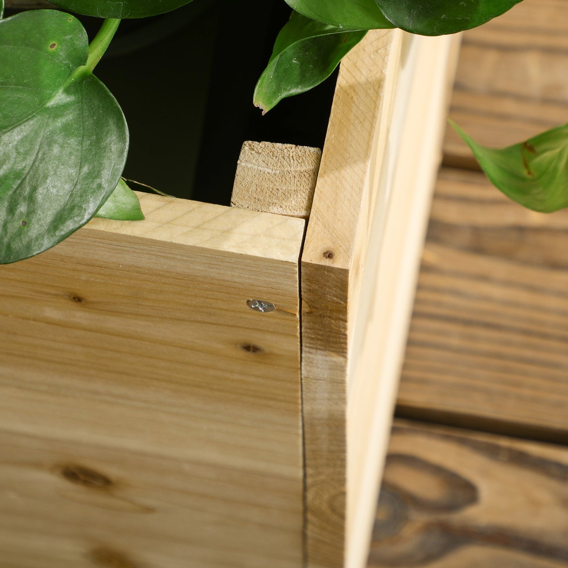 Wood Planter Box with Trellis for Climbing Plants, Raised Garden Bed for Outdoor Flowers Herbs, 43"x46"x47", Natural Wooden Planter Boxes   at Gallery Canada