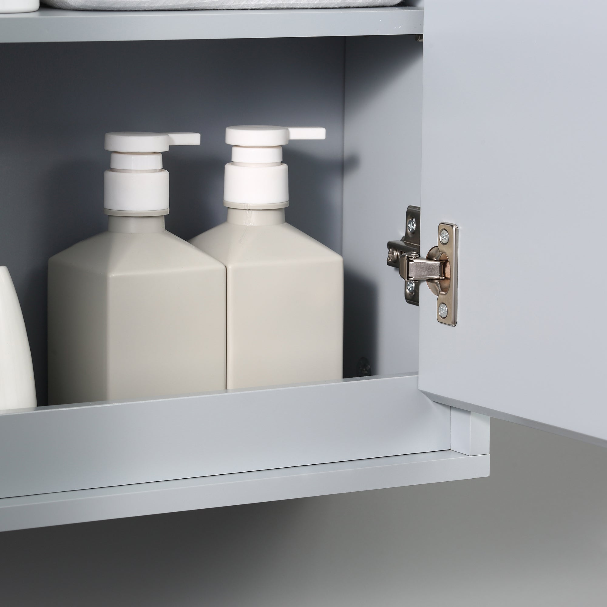 Wall Mounted Bathroom Medicine Cabinet Mirrored Cabinet with Hinged Door 2-Tier Storage Shelves Grey Mirror Medicine Cabinets   at Gallery Canada