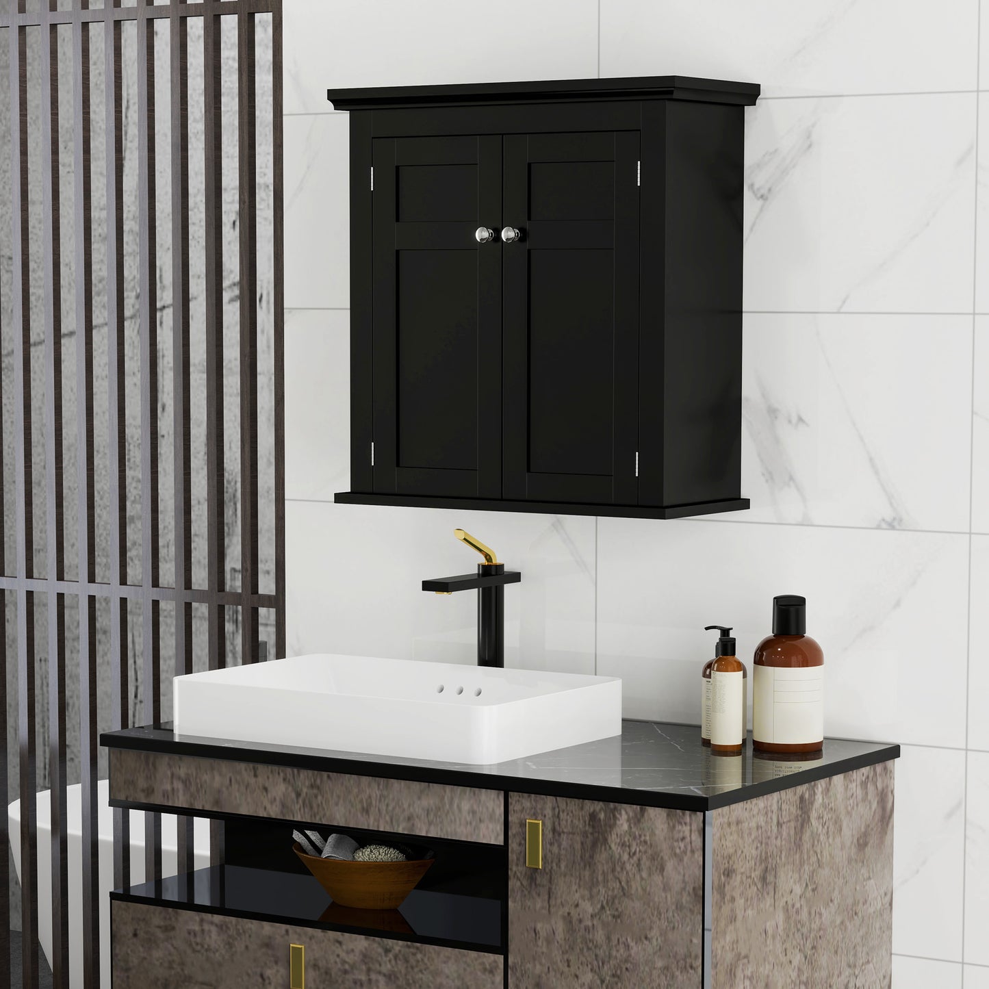 Bathroom Cabinet, Medicine Cabinet, Over Toilet Storage Cabinet with Adjustable Shelves for Entryway, Black Bathroom Cabinets Black at Gallery Canada