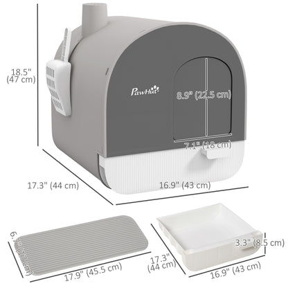 Cat Litter Box with Lid, Removable Tray, Scoop, Filter, Light Grey Cat Litter Box Enclosures   at Gallery Canada