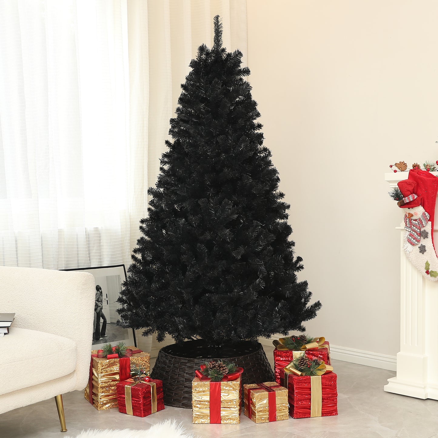 5ft Artificial Christmas Trees with Auto Open and Steel Base, Black Artificial Christmas Trees Black  at Gallery Canada