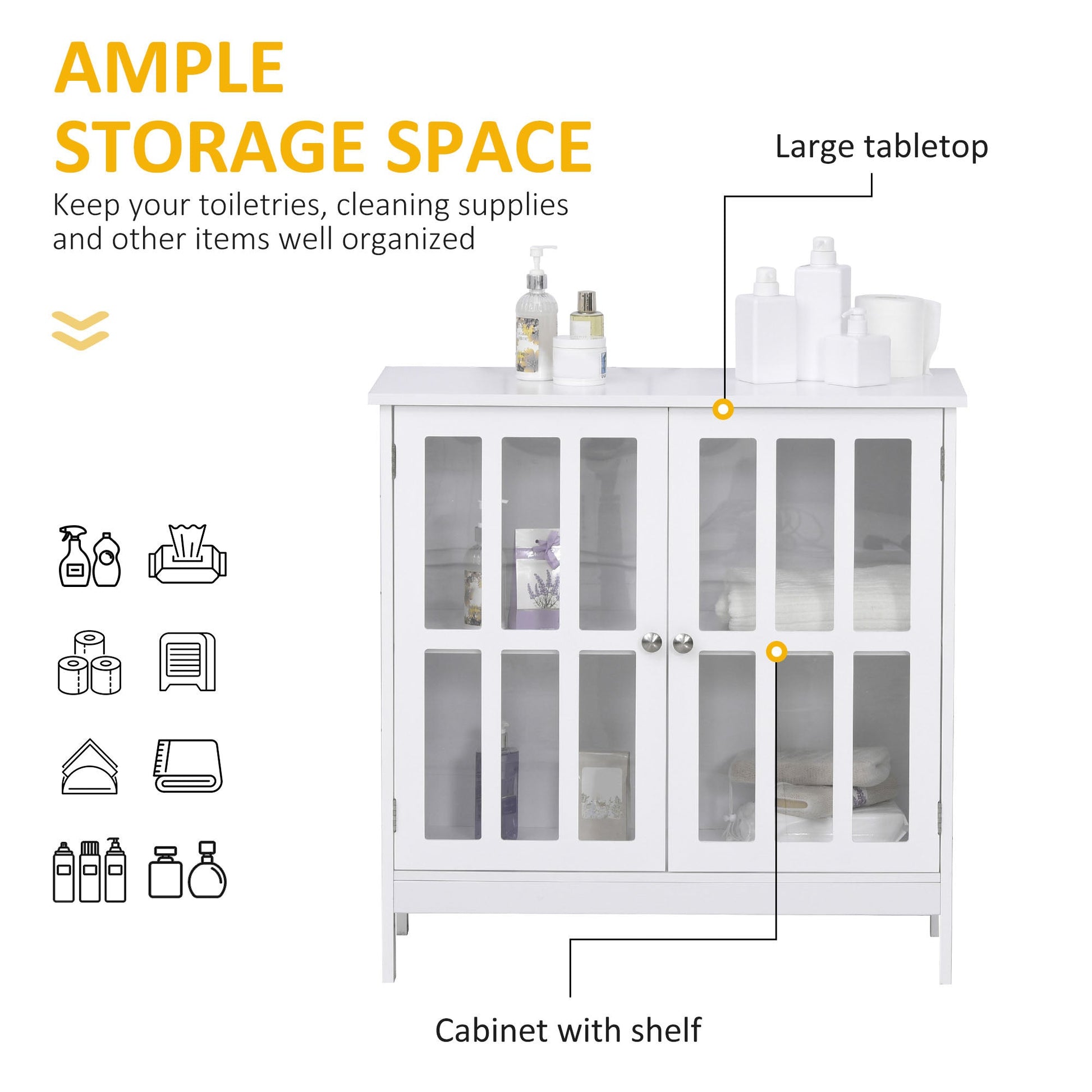 Storage Sideboard Buffet Cabinet Credenza with 2 Transparent Doors Dining Cupboard for Multifunction in Kitchen, Hallway, Living Room White Bar Cabinets   at Gallery Canada