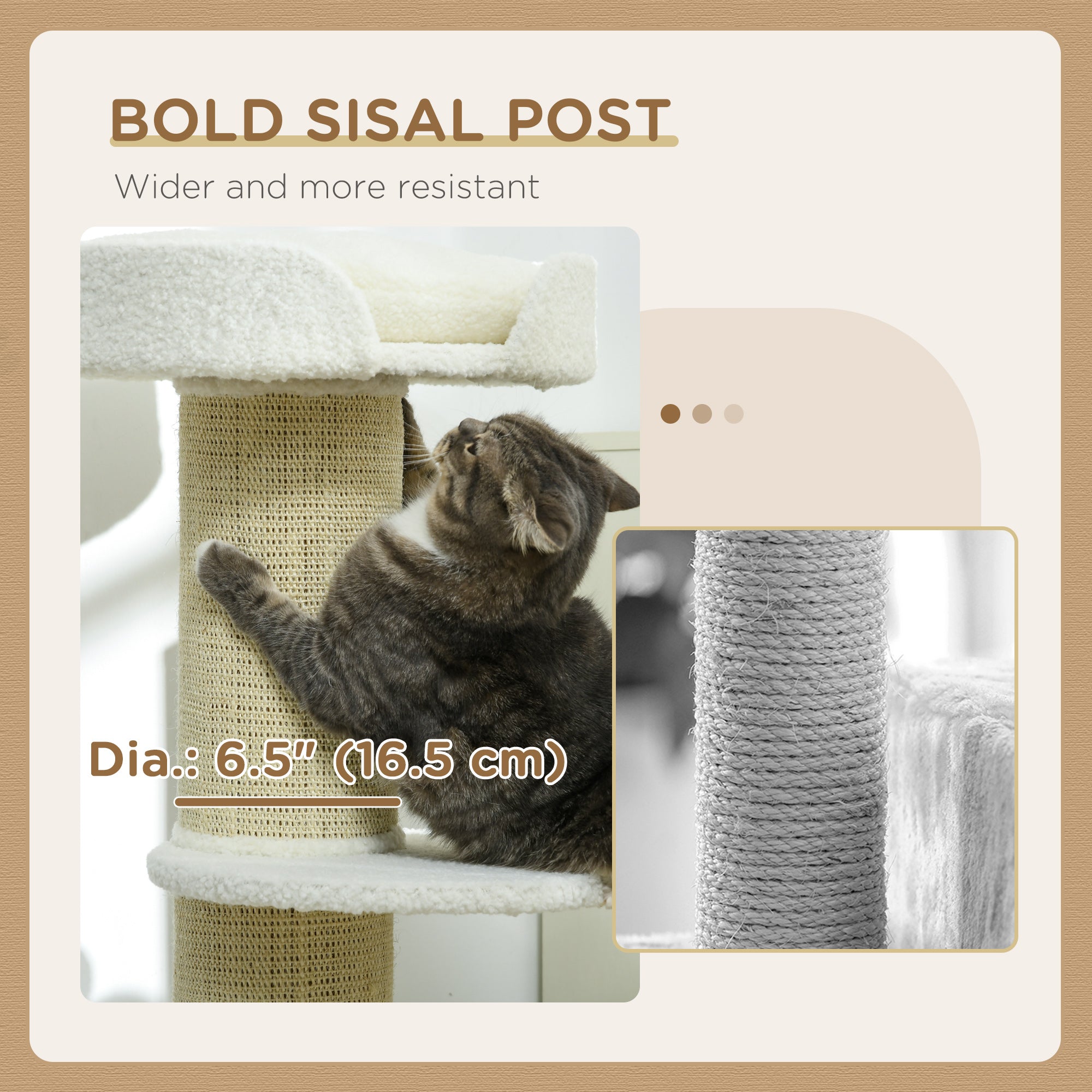 Cat Tree Kitty Tower with Sisal Mat Scratching Post, Cat Bed, Cushion, Perch, 18