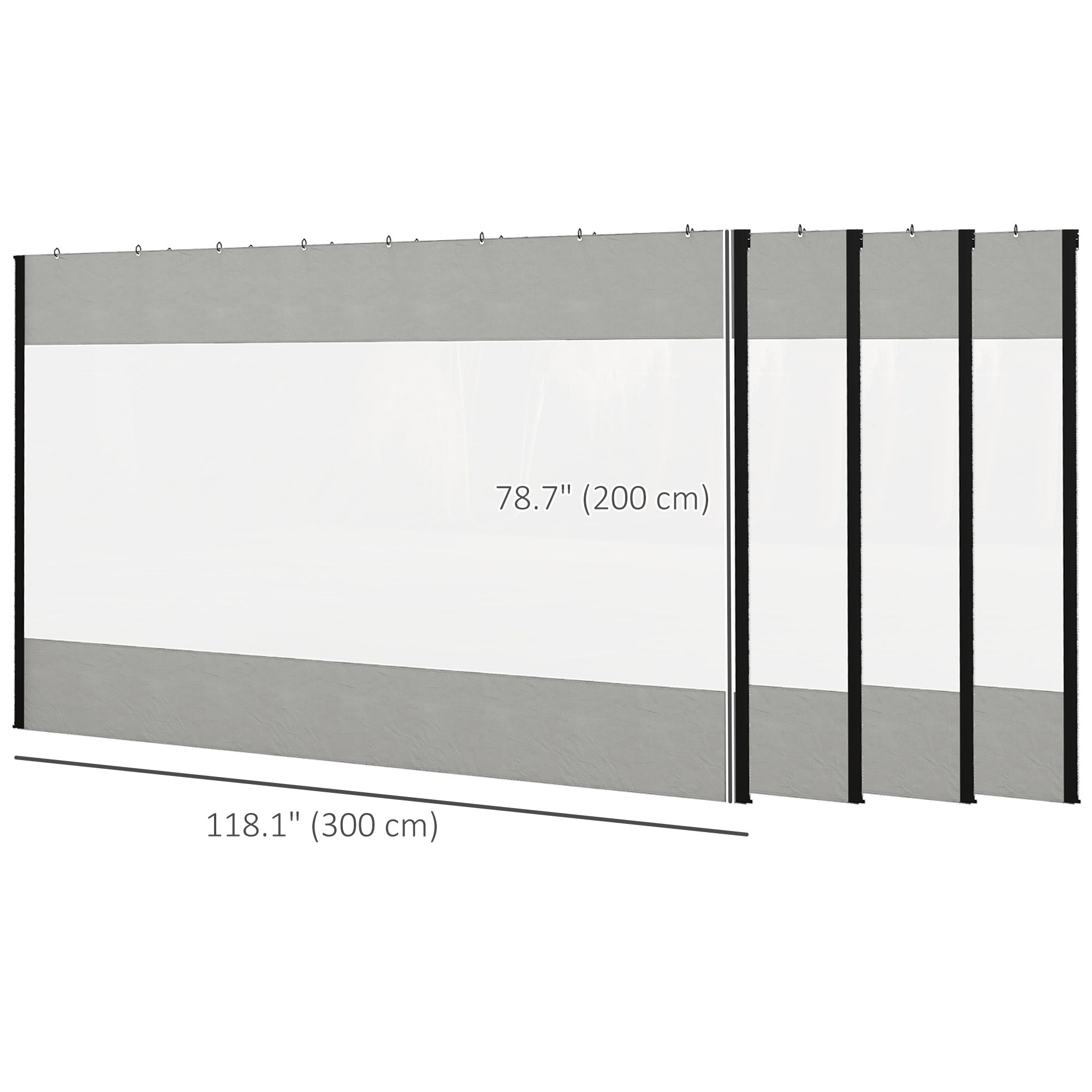 Pergola Gazebo Curtains for 10' x 10' Pergola, 4 Pack Side Panels Replacement with Large Windows and Zipped Doors Gazebo Sidewalls at Gallery Canada