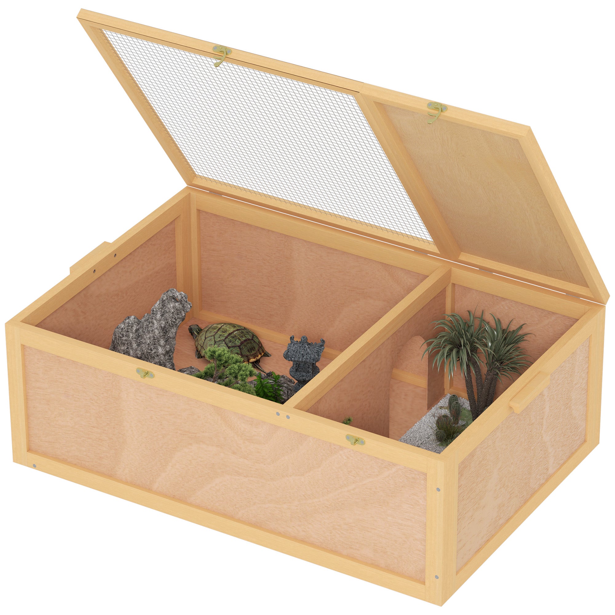 Wooden Tortoise Enclosure with Two Room Design, for Indoor Use, 37