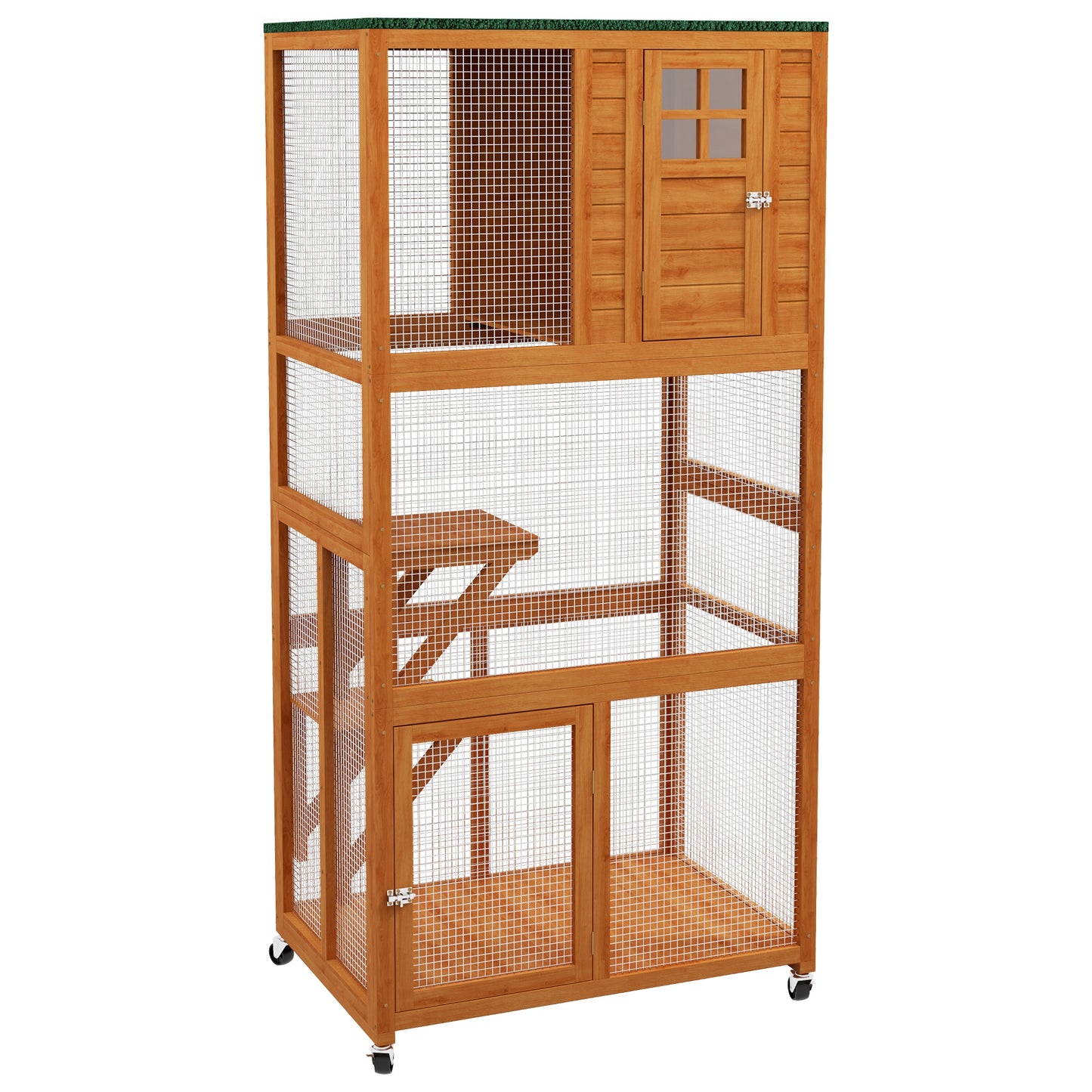 Large Catio Outdoor Wooden Cat House for 1-3 Kittens, Orange Outdoor Cat Enclosures   at Gallery Canada